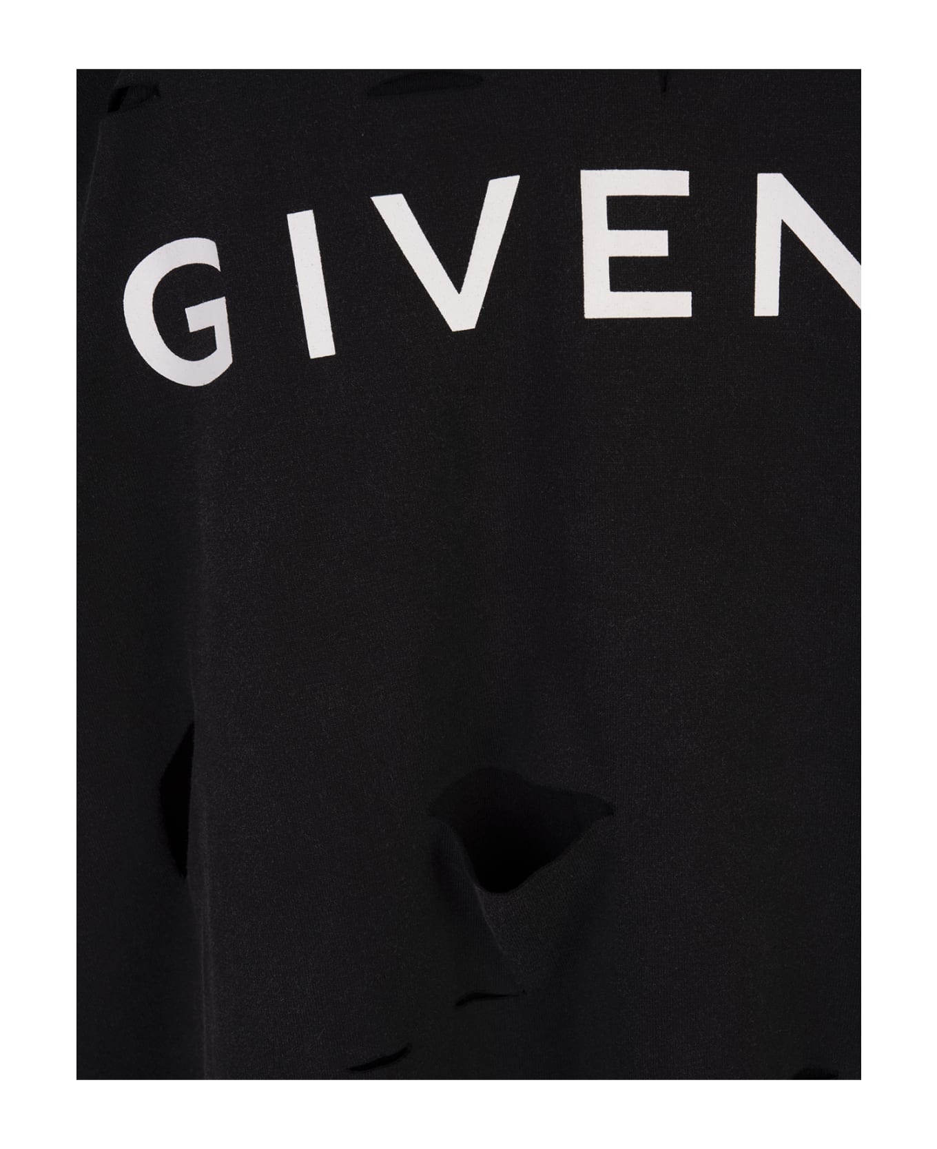 Givenchy Black Destroyed T-shirt With Logo - Black