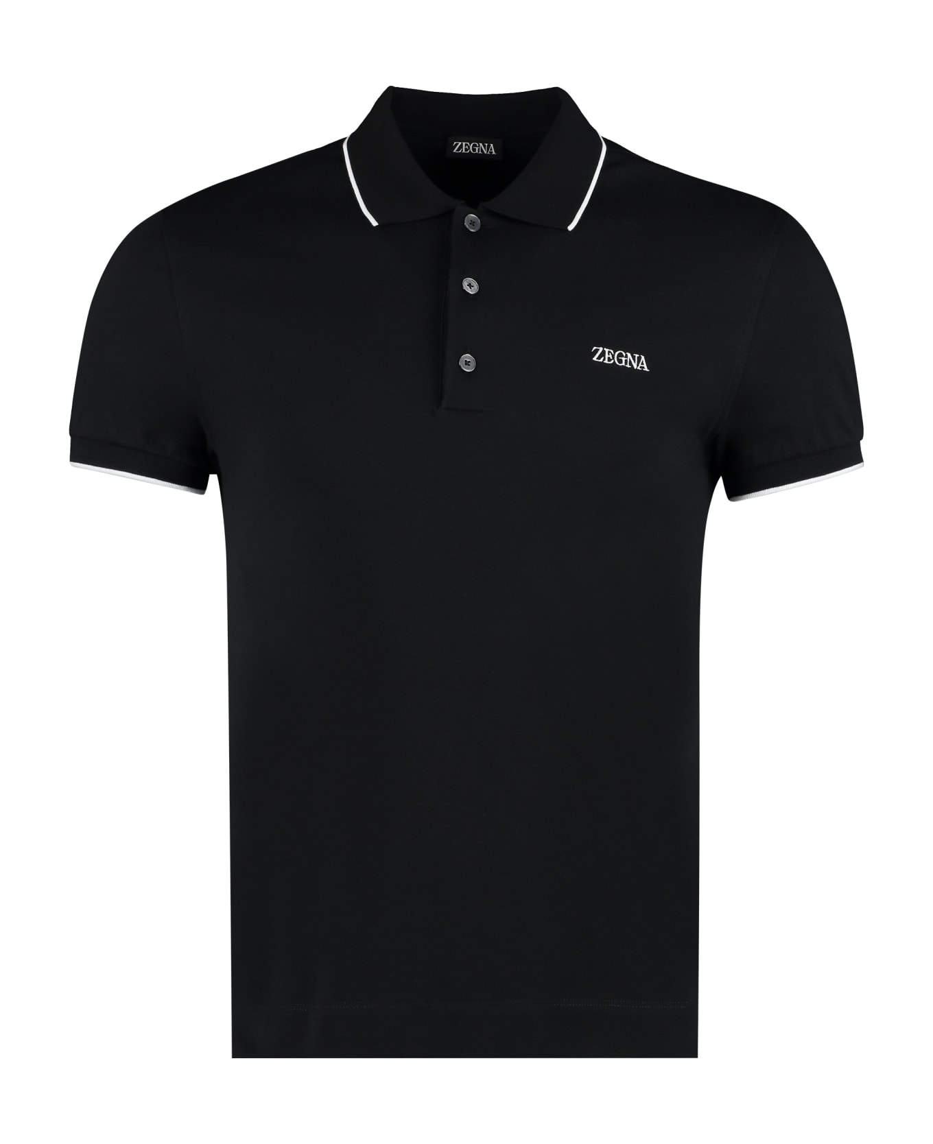 Zegna Cotton-piqué Polo Shirt - black