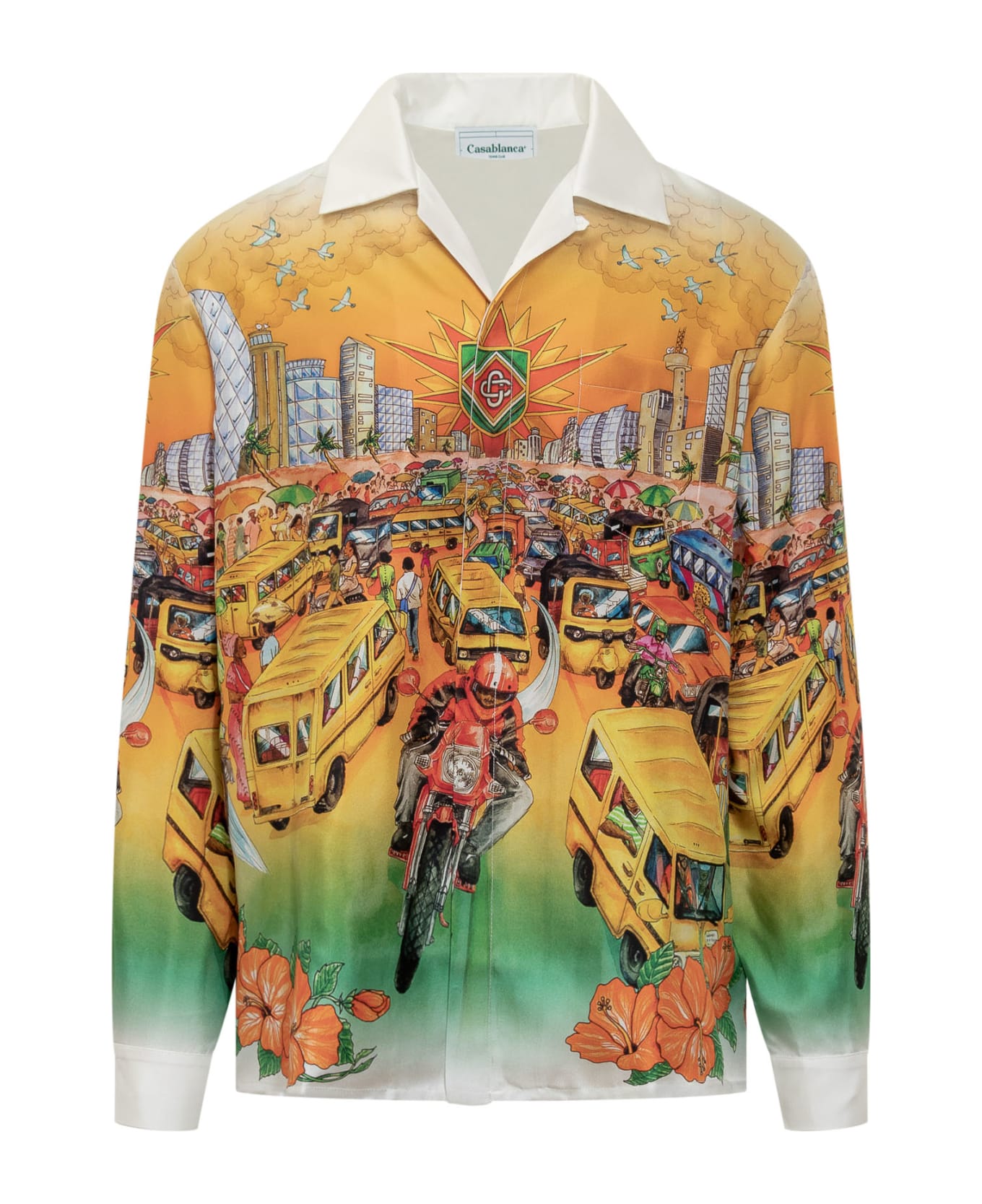 Casablanca Silk Shirt With Traffic Print - TRAFFIC
