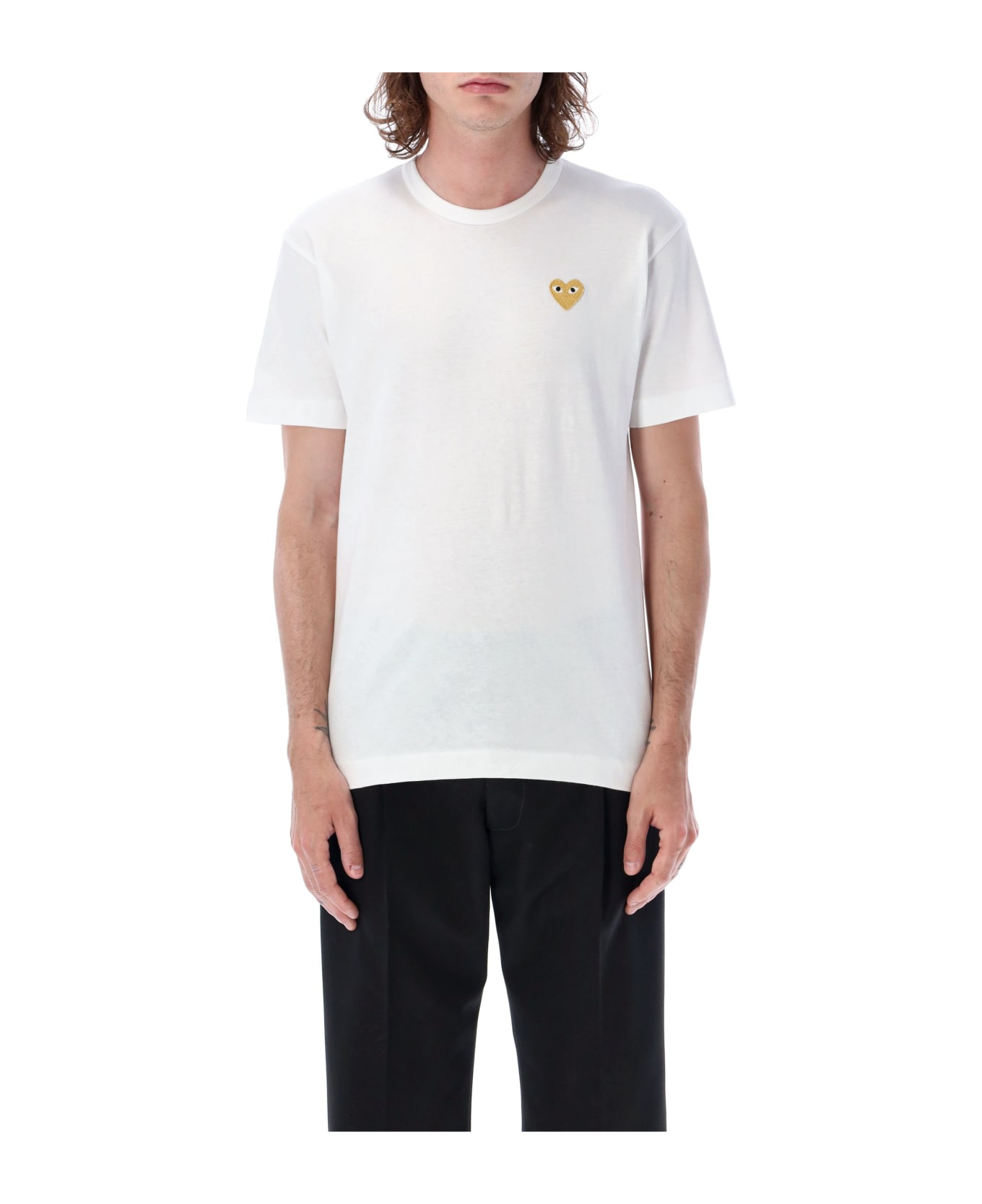 Comme des Garçons Play Golden Heart Patch T-shirt - WHITE