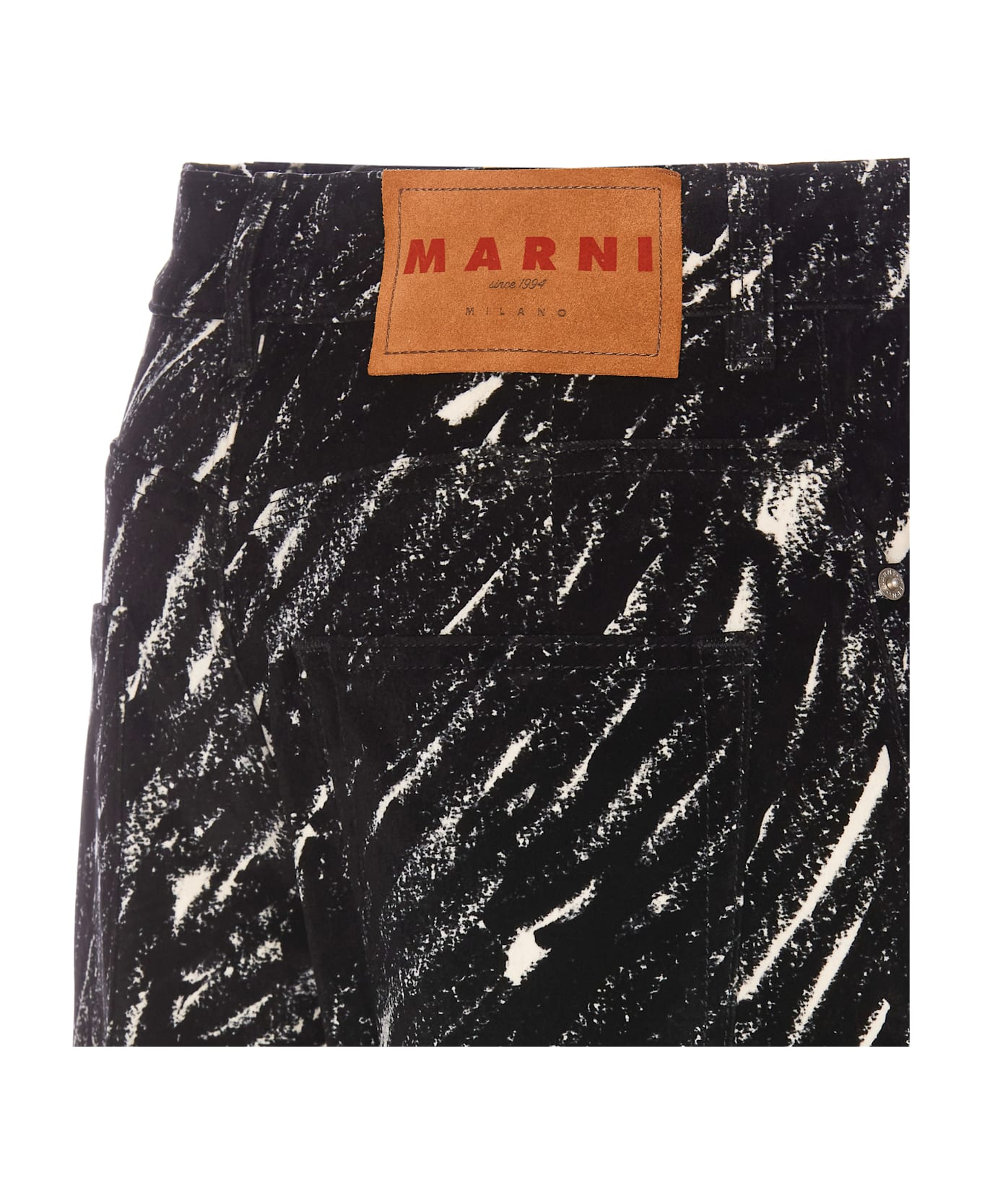 Marni Crayon Print Wide Denim Pants - Black