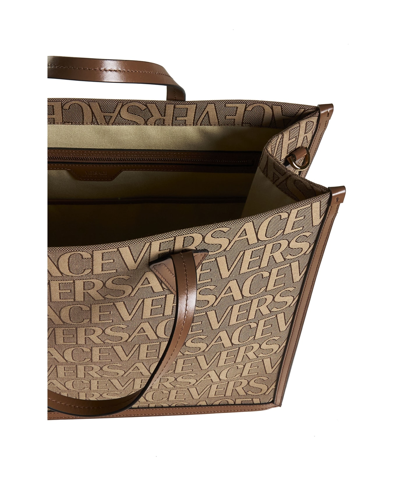 Versace 'versace Allover' Shopper Bag - Brown
