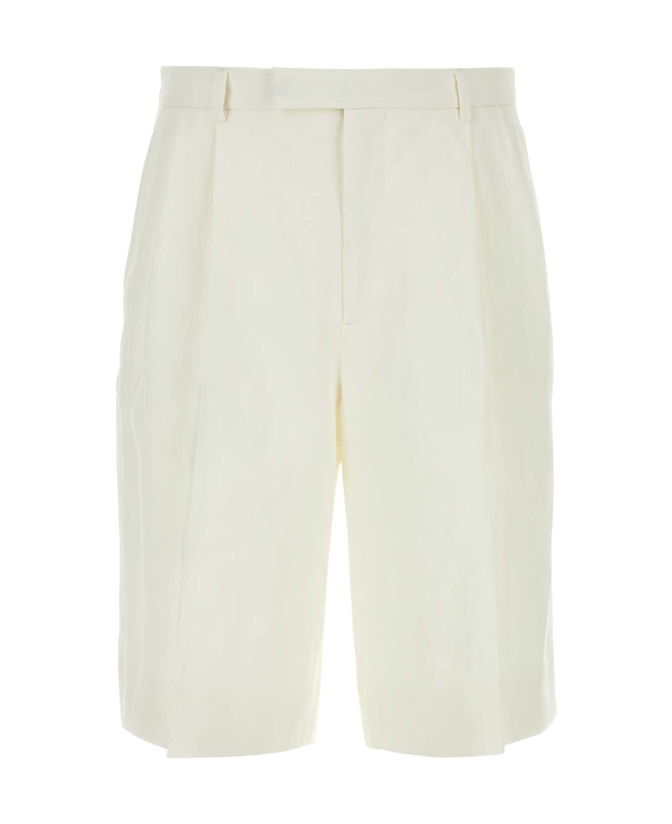Gucci Ivory Linen Bermuda Shorts - WHITE