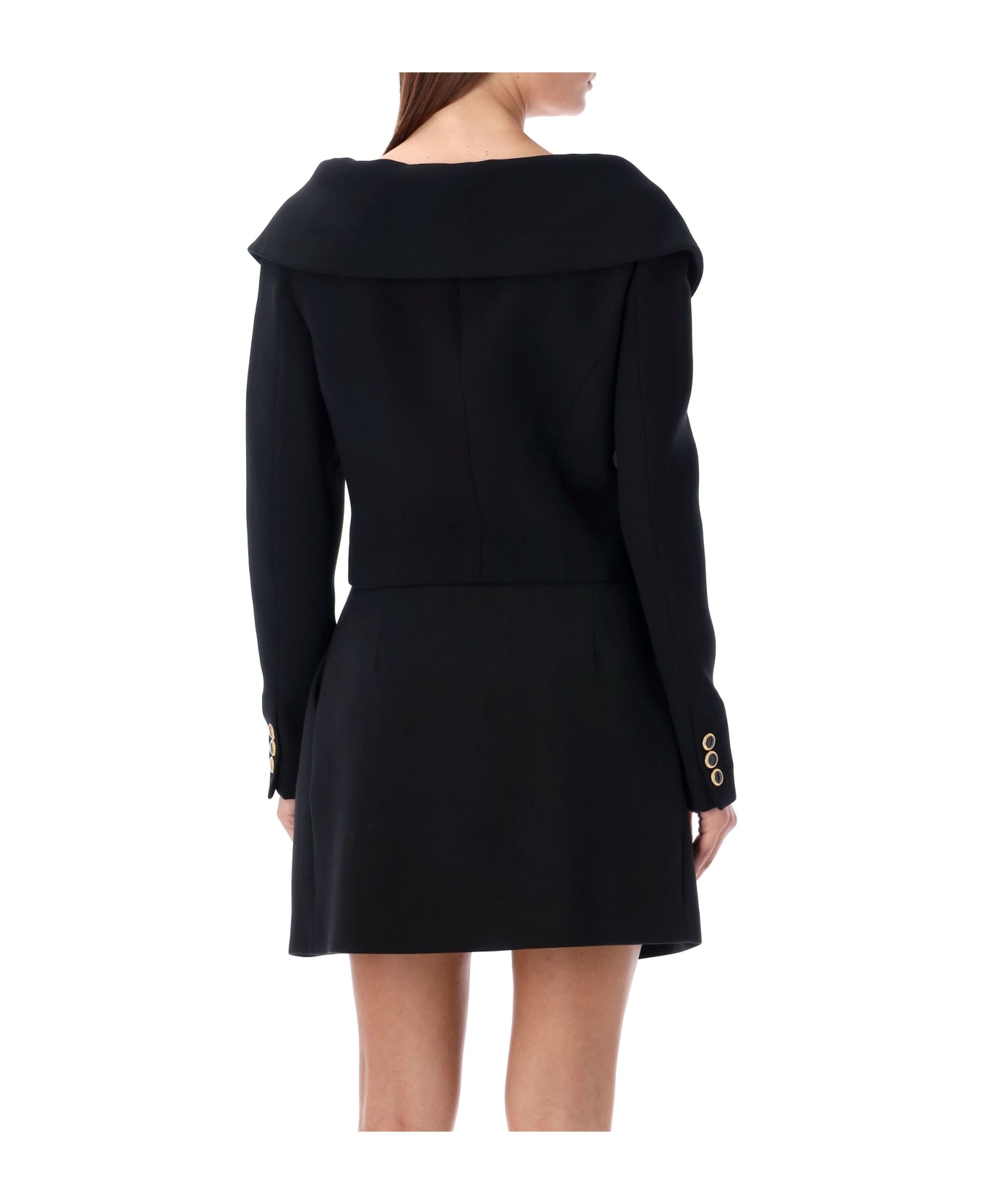 Alessandra Rich Off Shoulder Blazer - BLACK