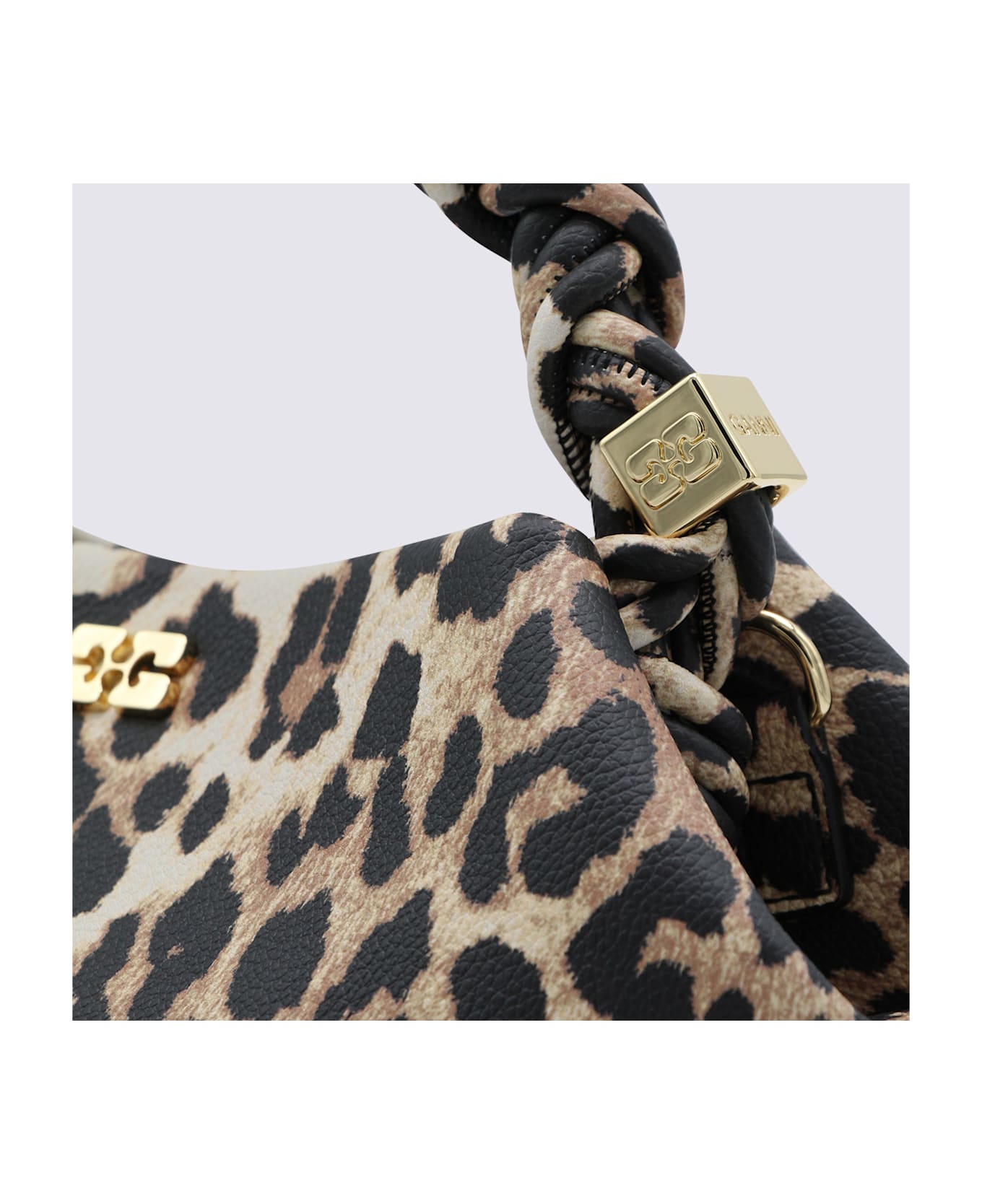 Ganni Leopard Top Handle Bag - ALMOND MILK