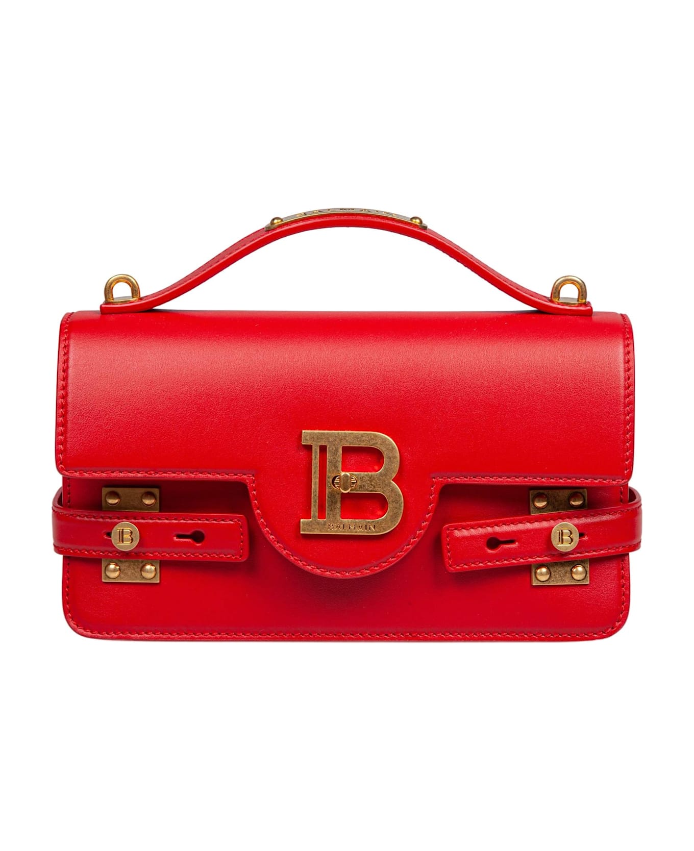 Balmain B-buzz Red Leather Handbag - Rouge