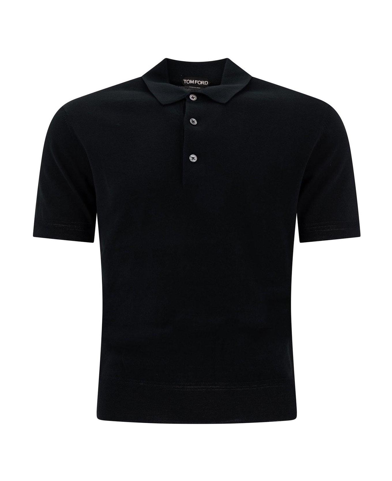 Tom Ford Fine Knit Polo Shirt - Black
