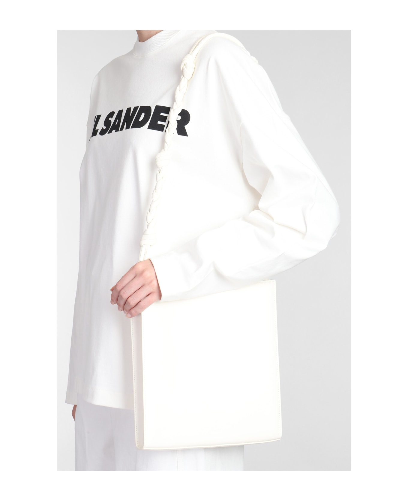 Jil Sander Shoulder Bag In White Leather - white