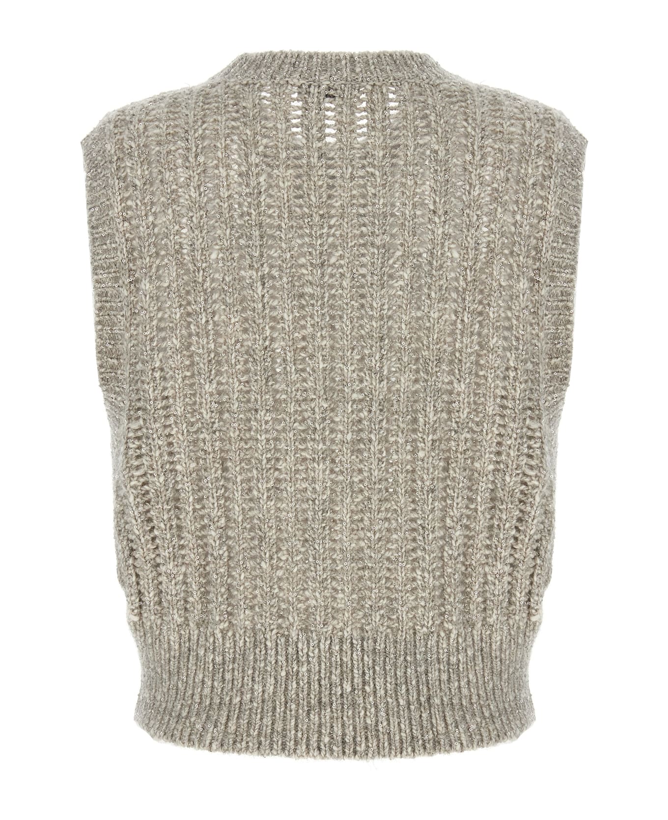 Brunello Cucinelli 
rustic Dazzling Net
 Vest - Gray