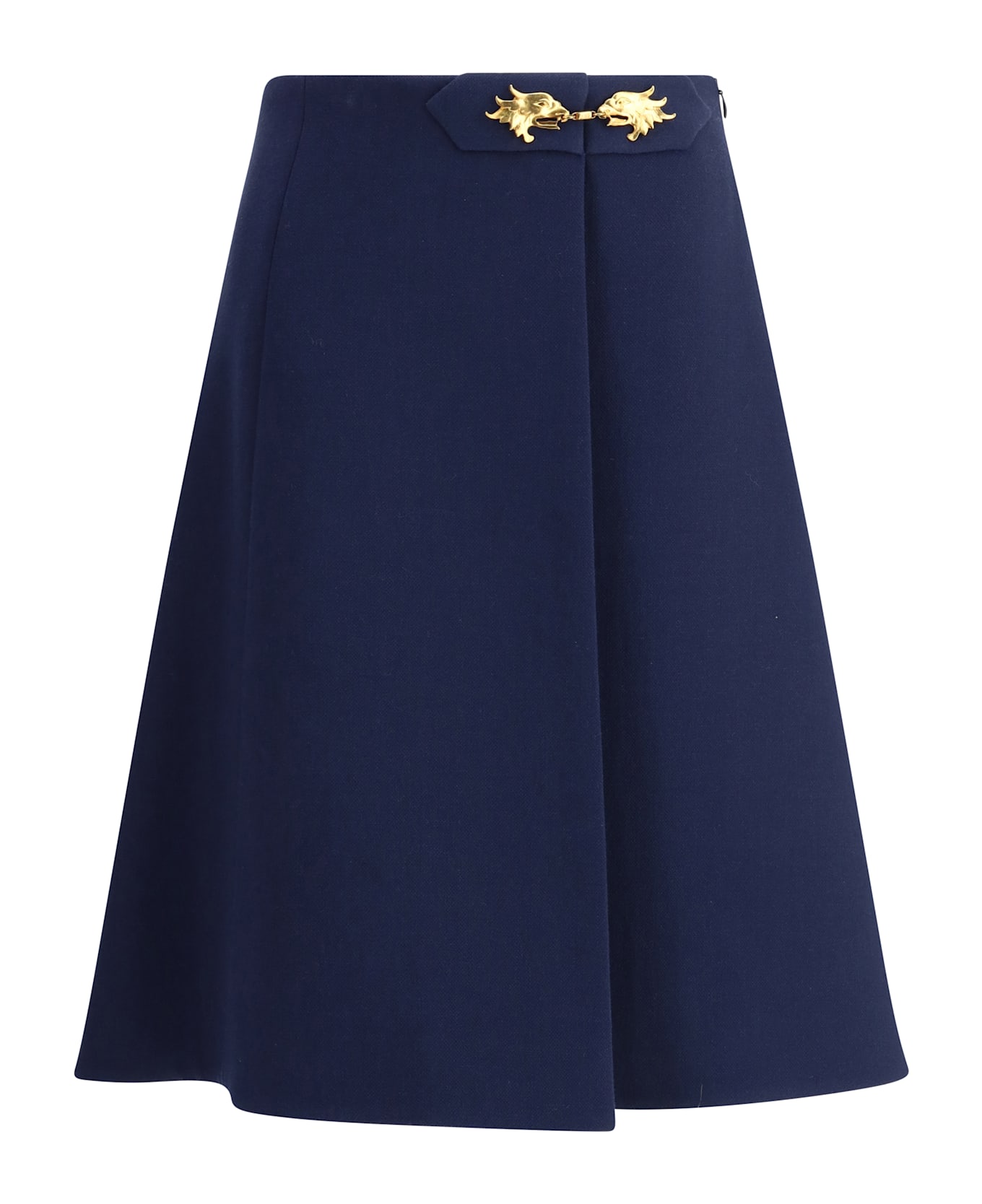 Valentino Midi Skirt With Pleat - Indaco