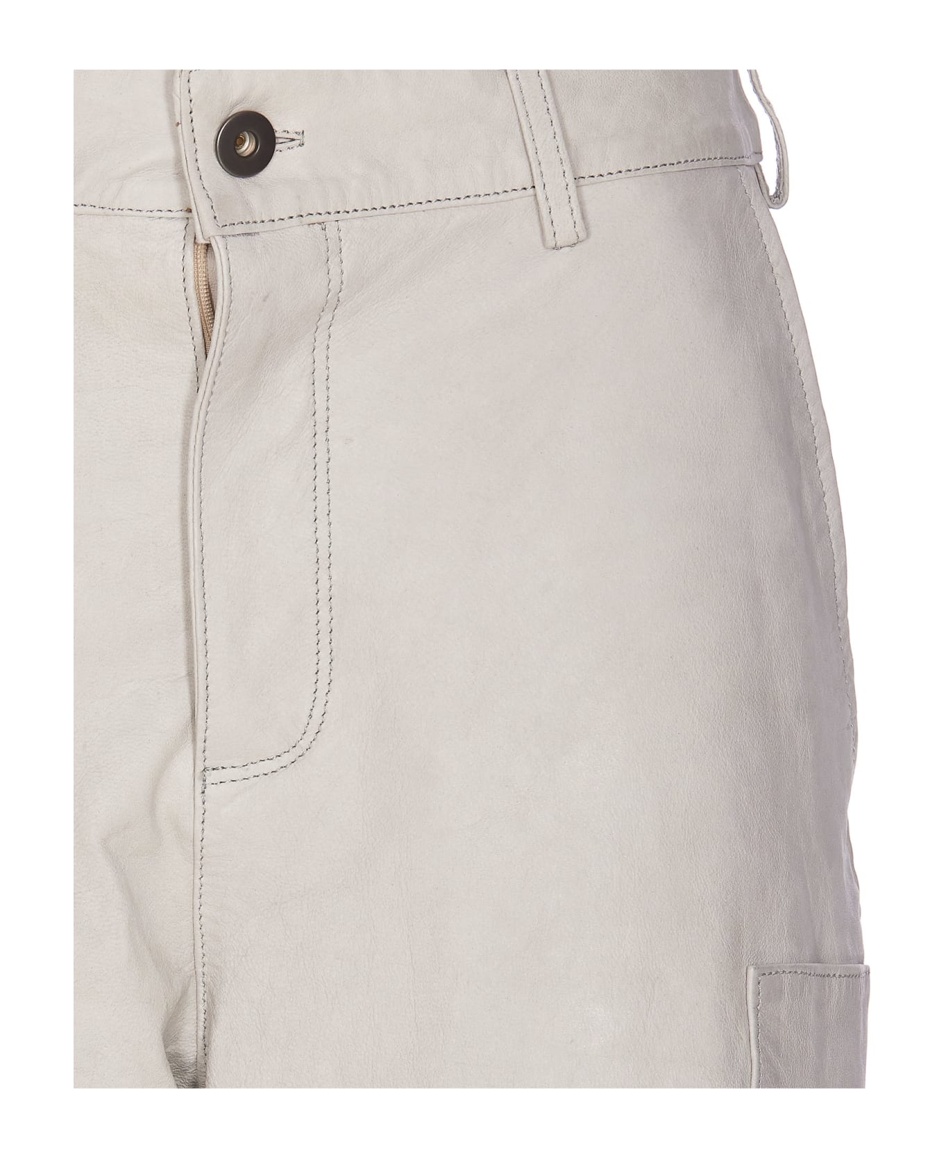 Salvatore Santoro Leather Cargo Pants - White