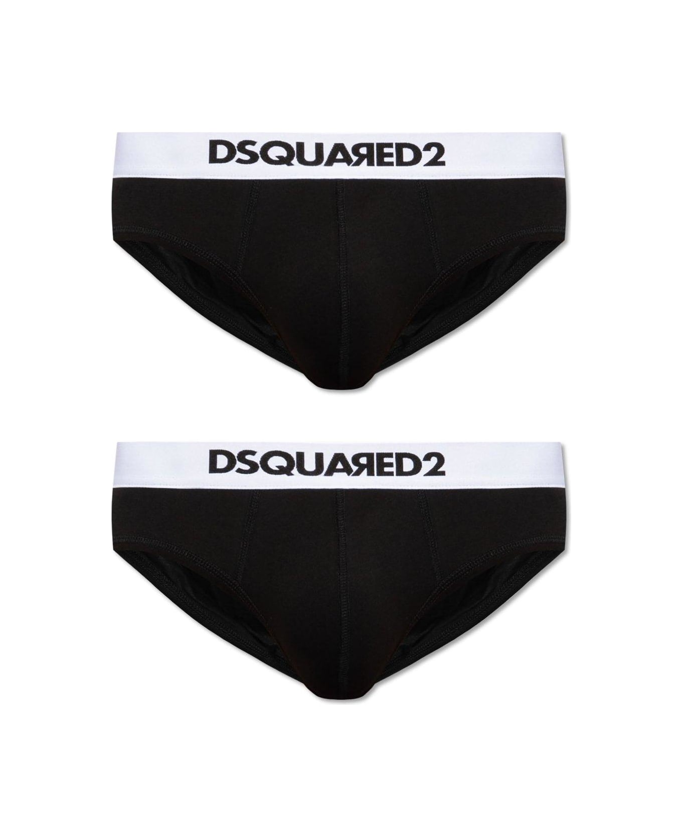Dsquared2 2 Pack Logo Waistband Briefs - Black/white ショーツ