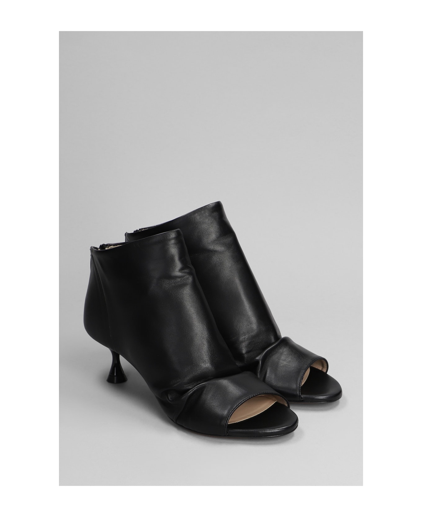 Marc Ellis High Heels Ankle Boots In Black Leather - black