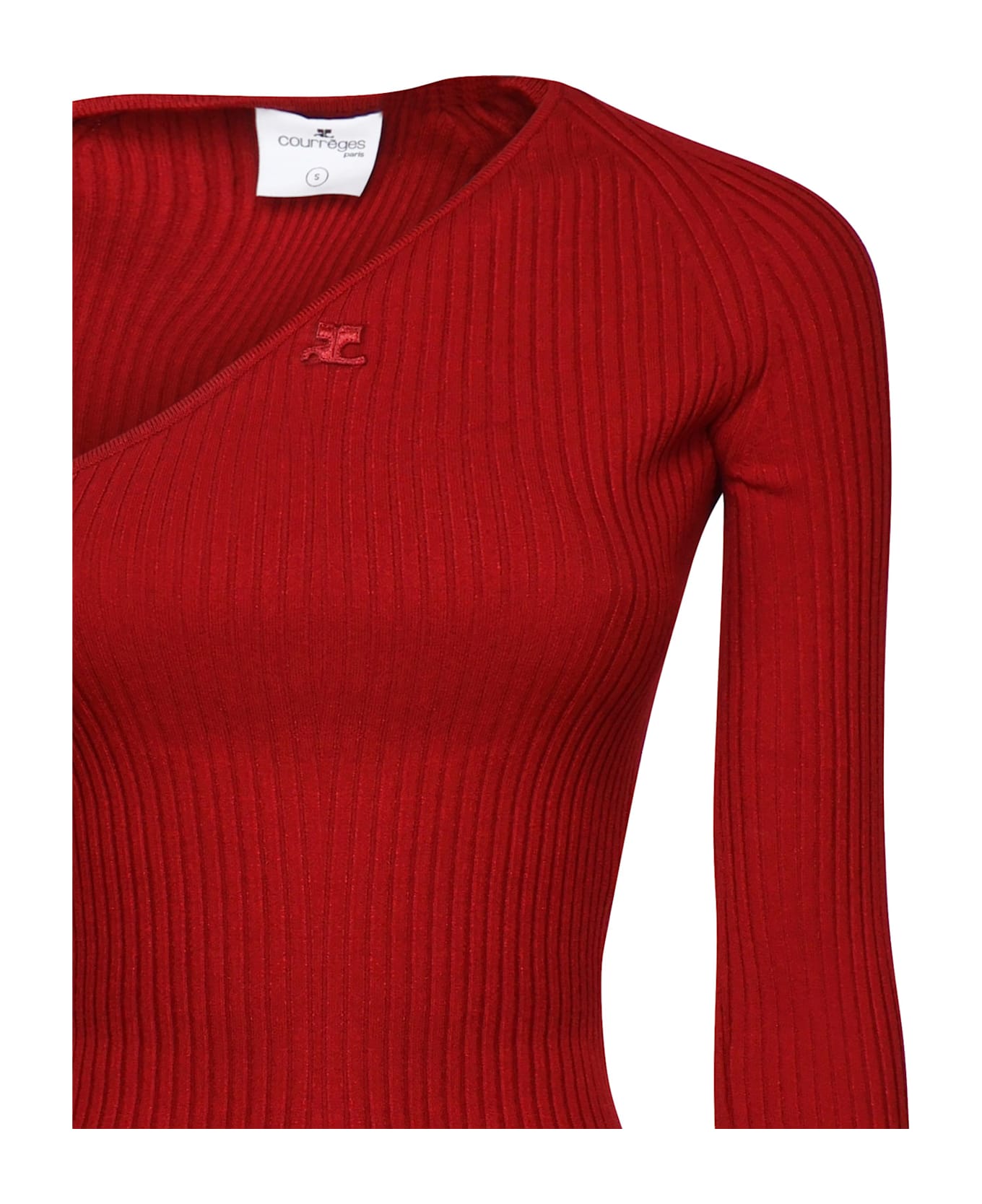 Courrèges Ribbed Knit Top With Cut-out - Grenat