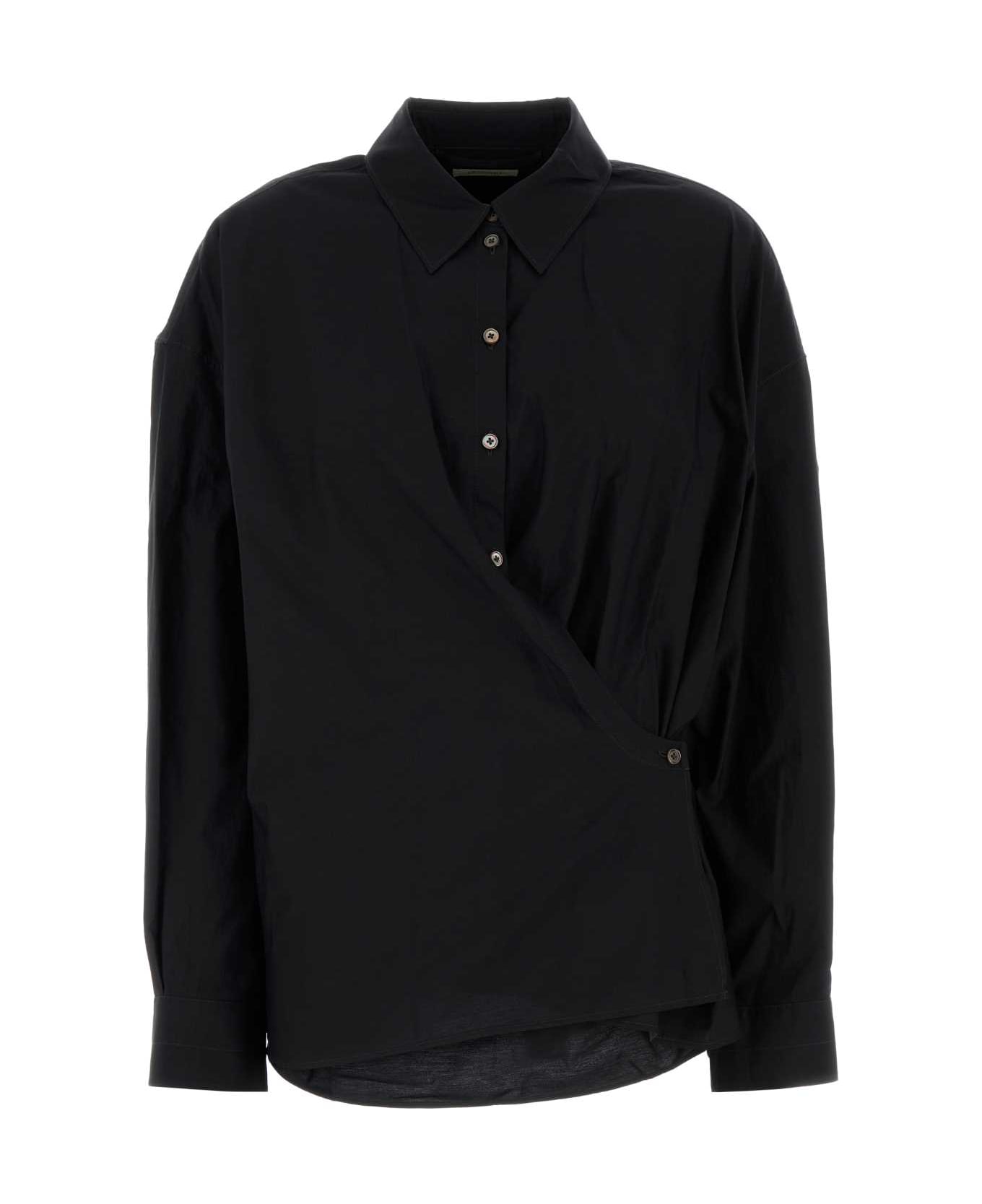 Lemaire Black Cotton Blend Shirt - SQUIDINK