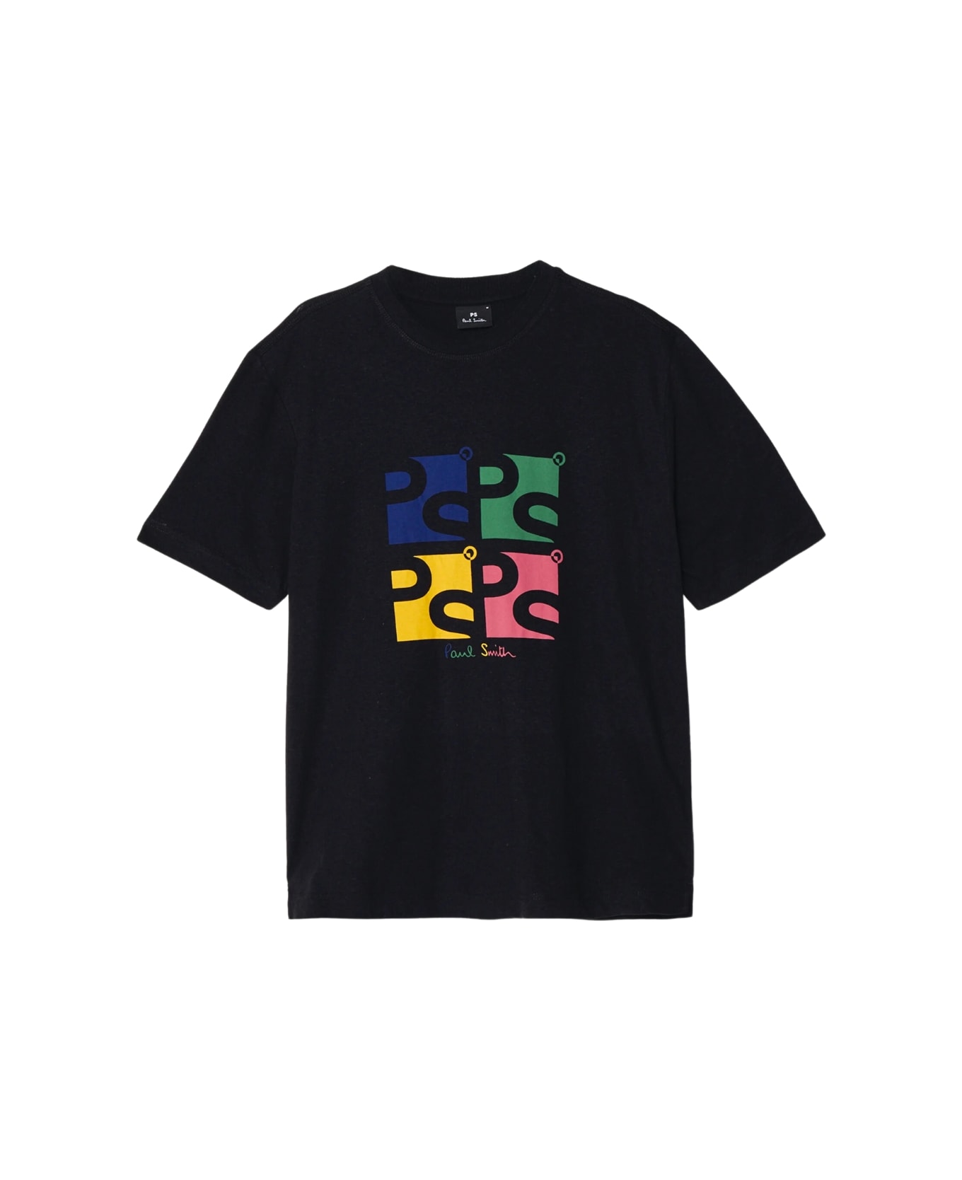 PS by Paul Smith Mens Reg Fit Ss T Shirt Square Ps - Blacks