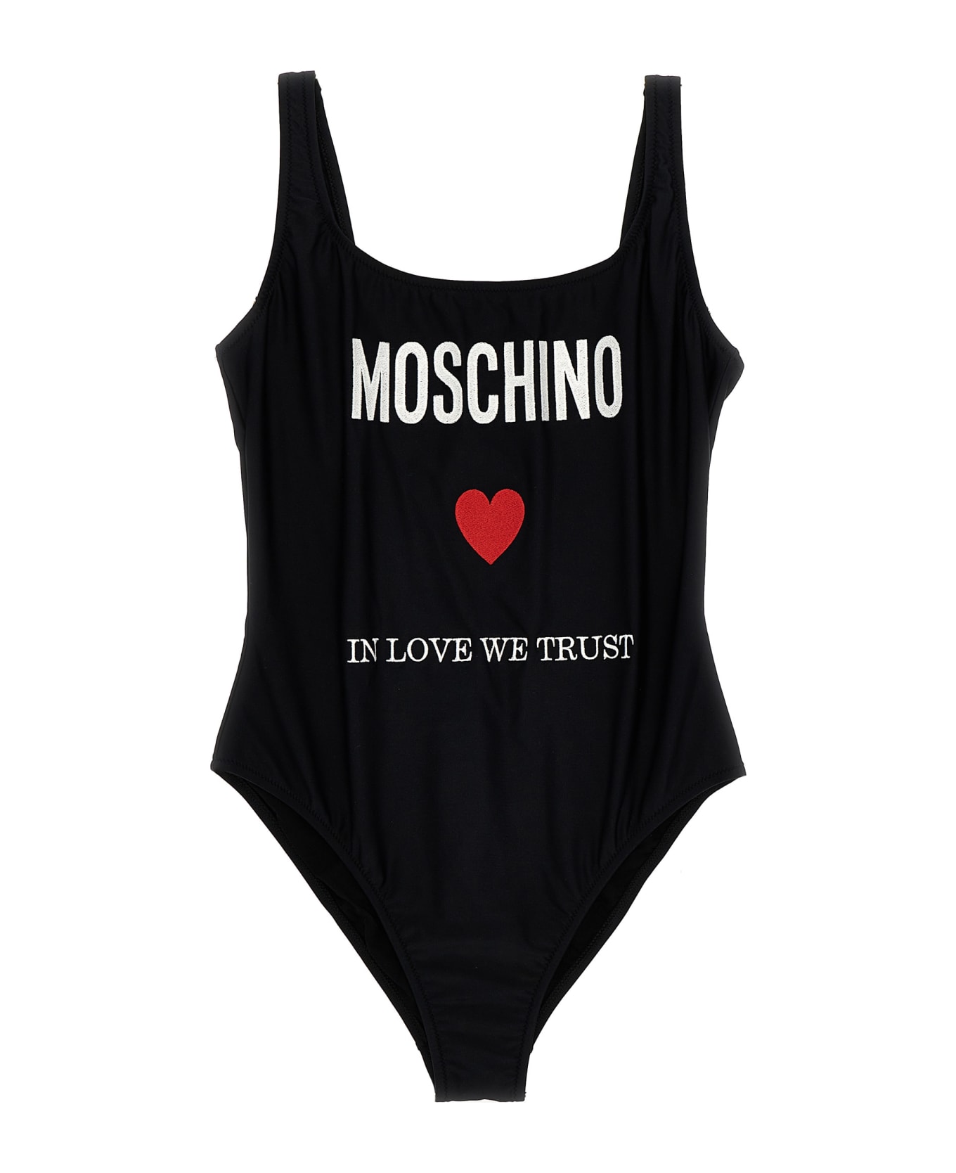 Moschino 'in Love We Trust' One-piece Swimsuit - BLACK