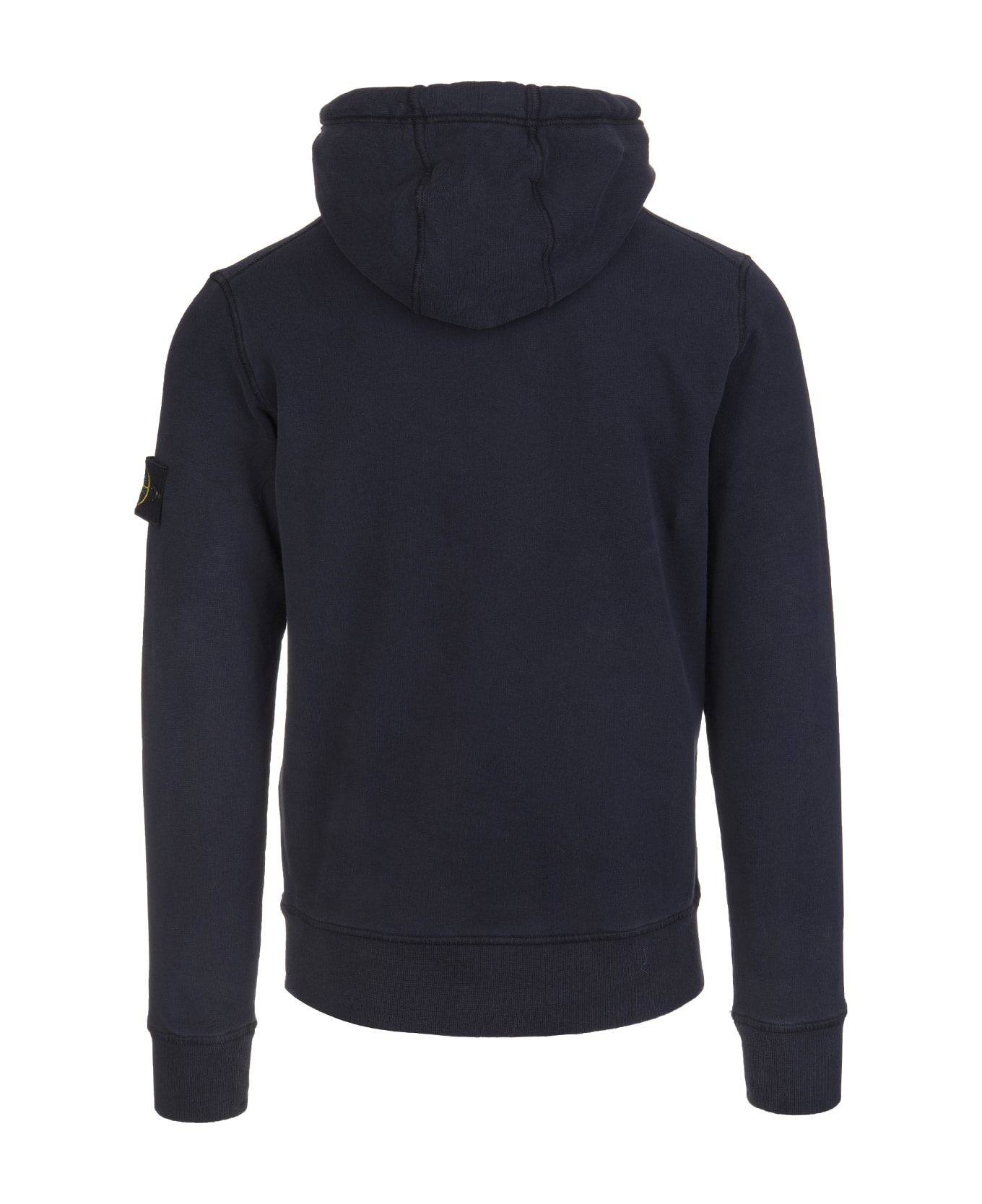 Stone Island Man Navy Blue Hoodie With Logo Patch