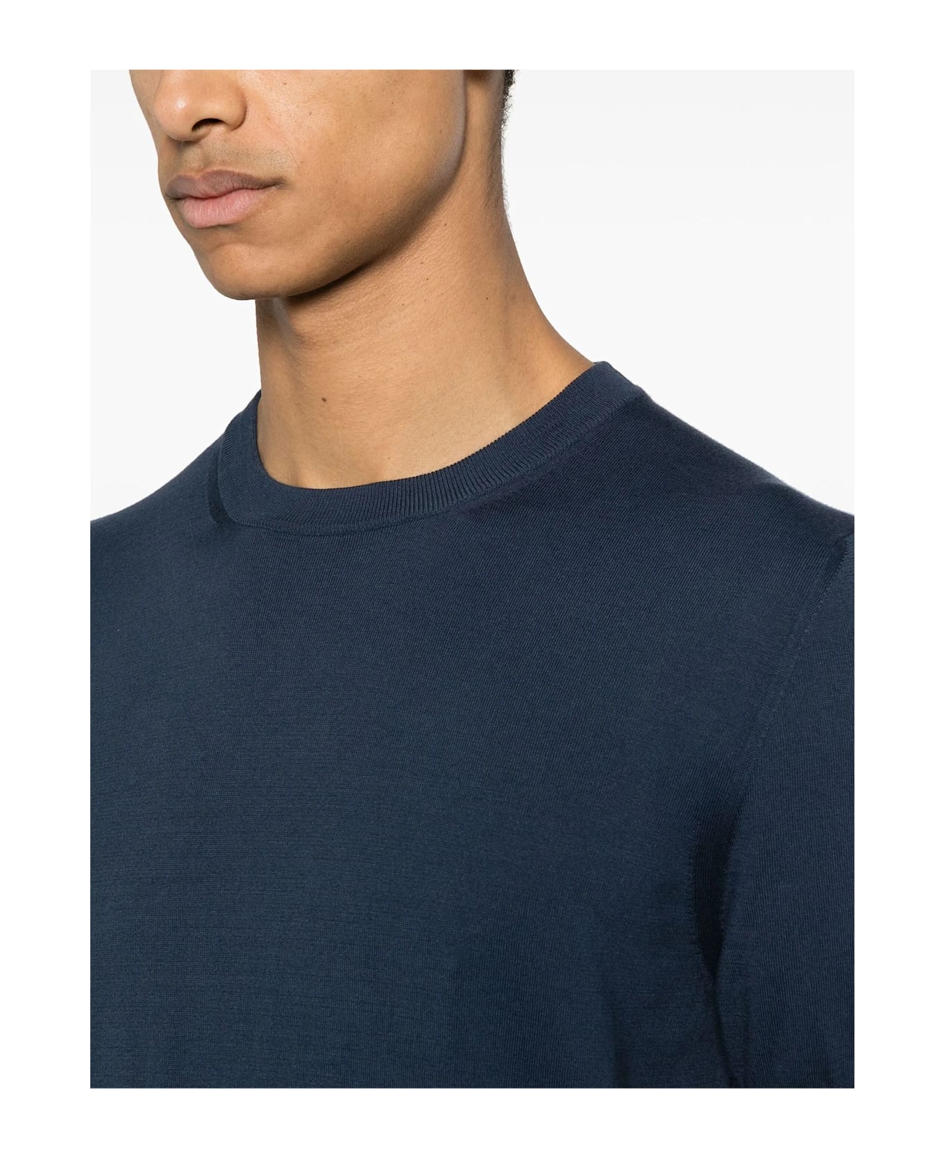 Fedeli Blue Cotton T-shirt - BLUE