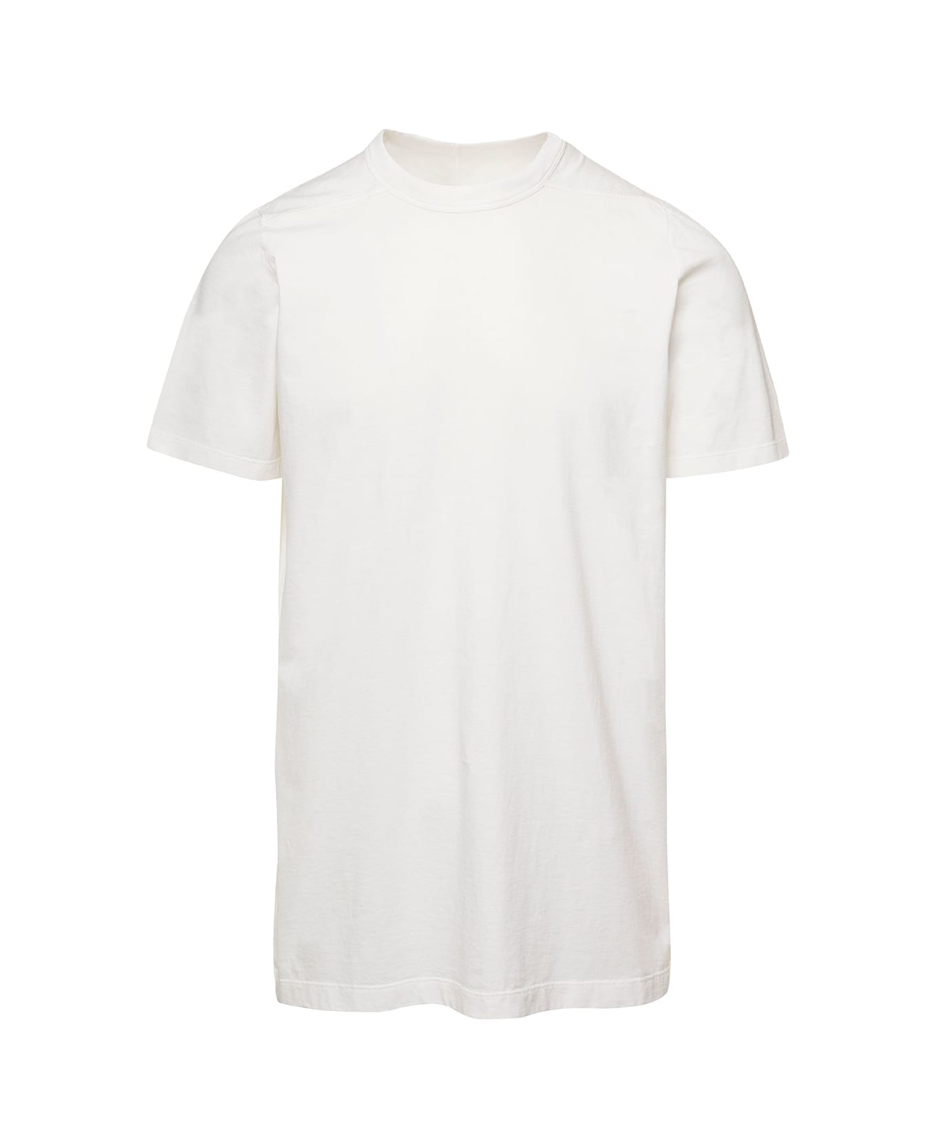 Rick Owens White Level T T-shirt With Vertical Seams On The Back In Cotton Man - White
