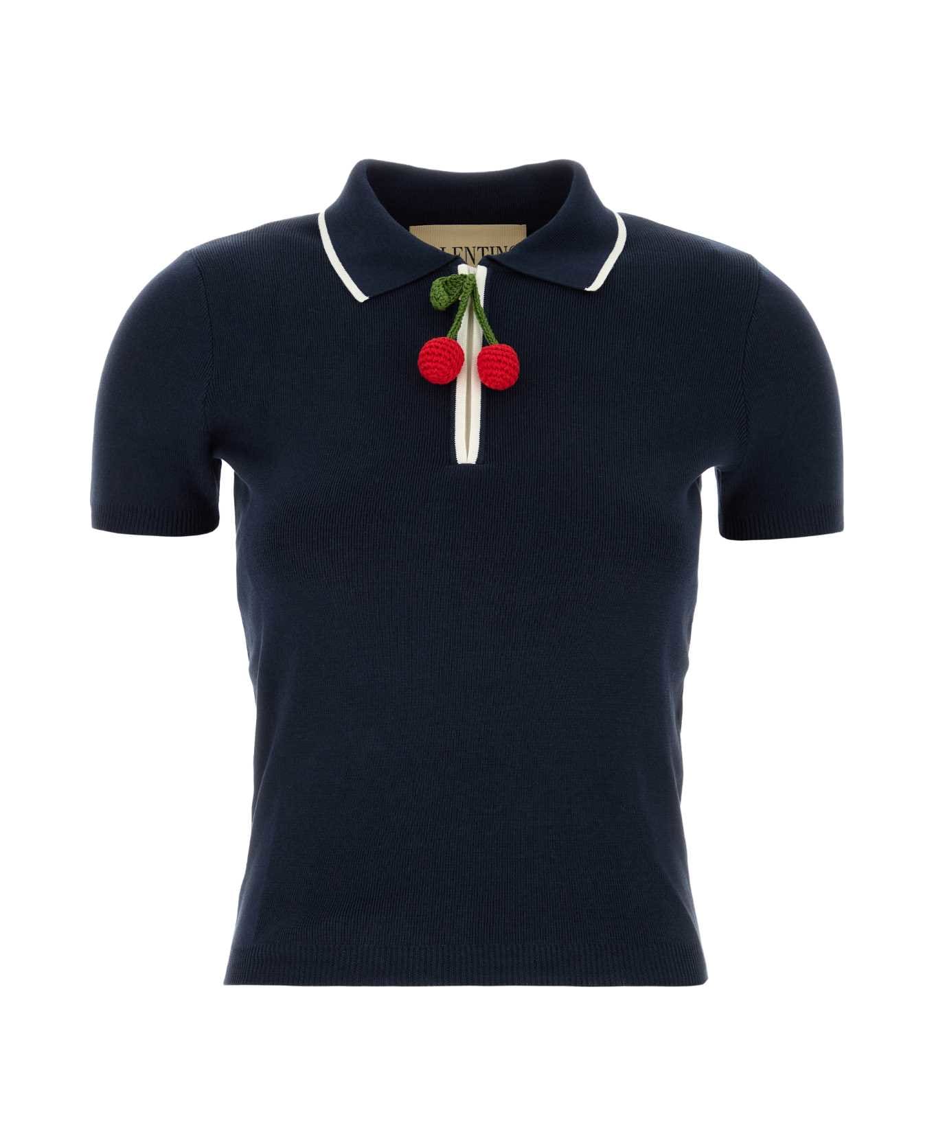 Valentino Garavani Navy Blue Cotton Polo Shirt - NAVY AVORIO