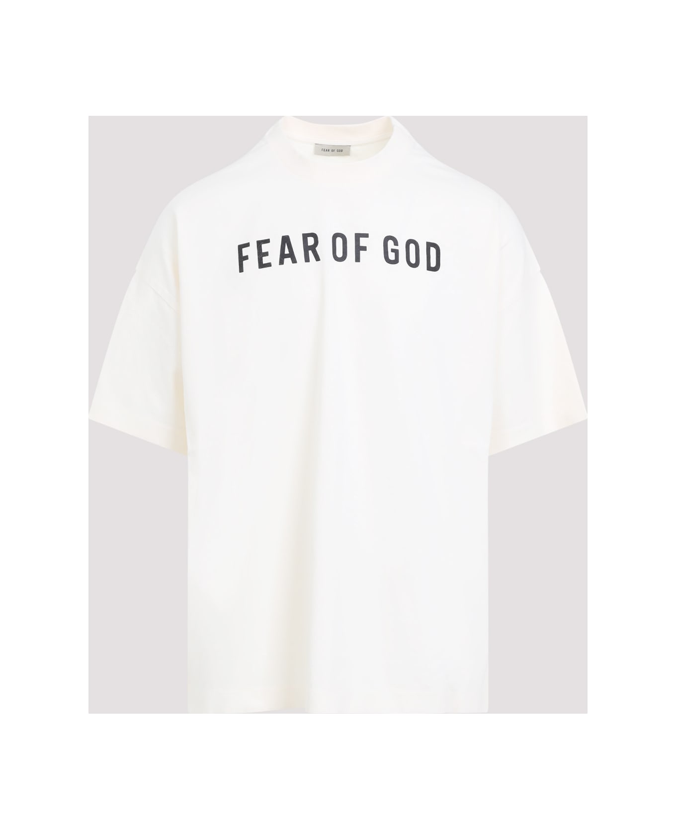 Fear of God Logo Black Print T-shirt - Cream