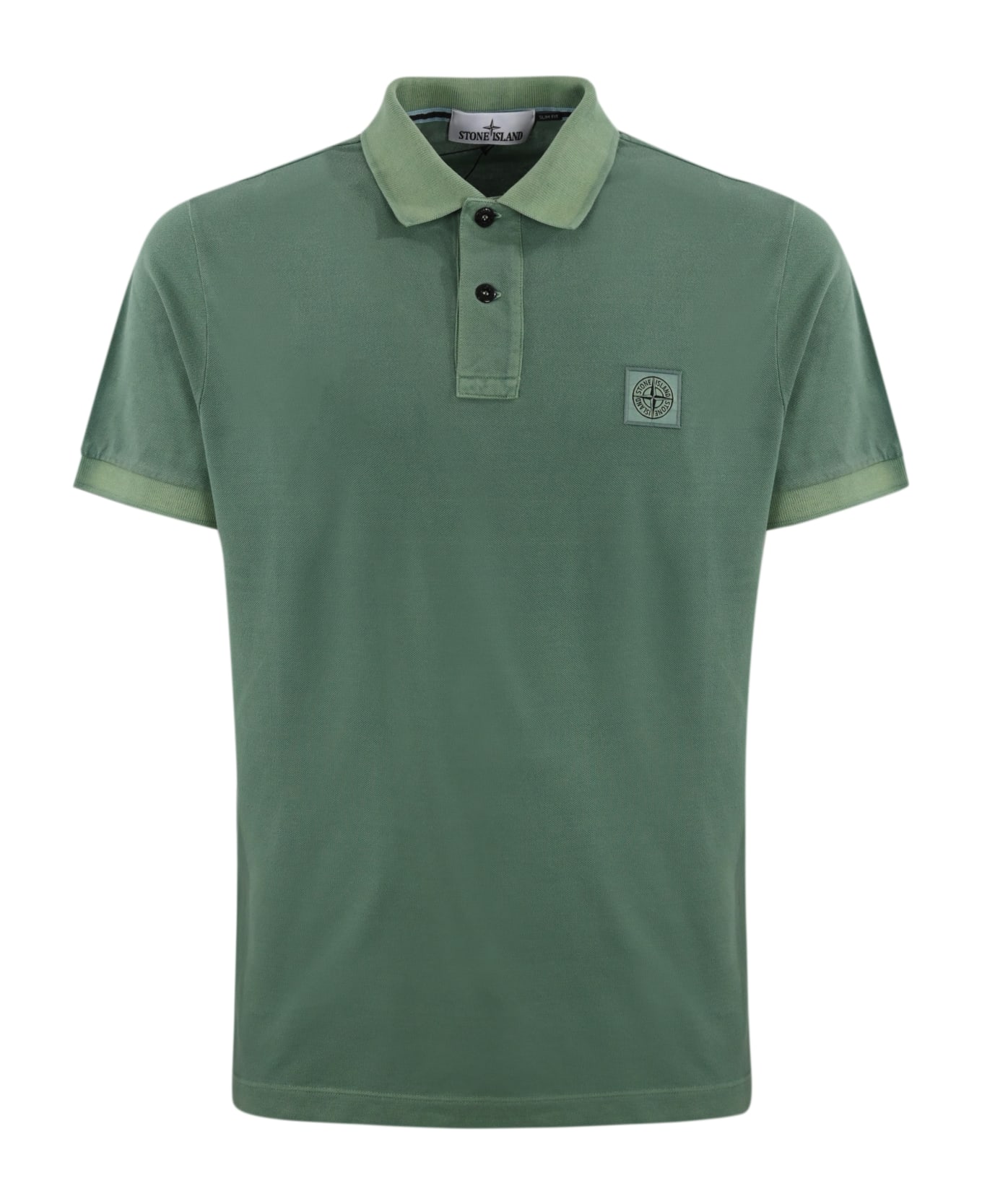 Stone Island Cotton Polo Shirt With Logo - Verde ポロシャツ