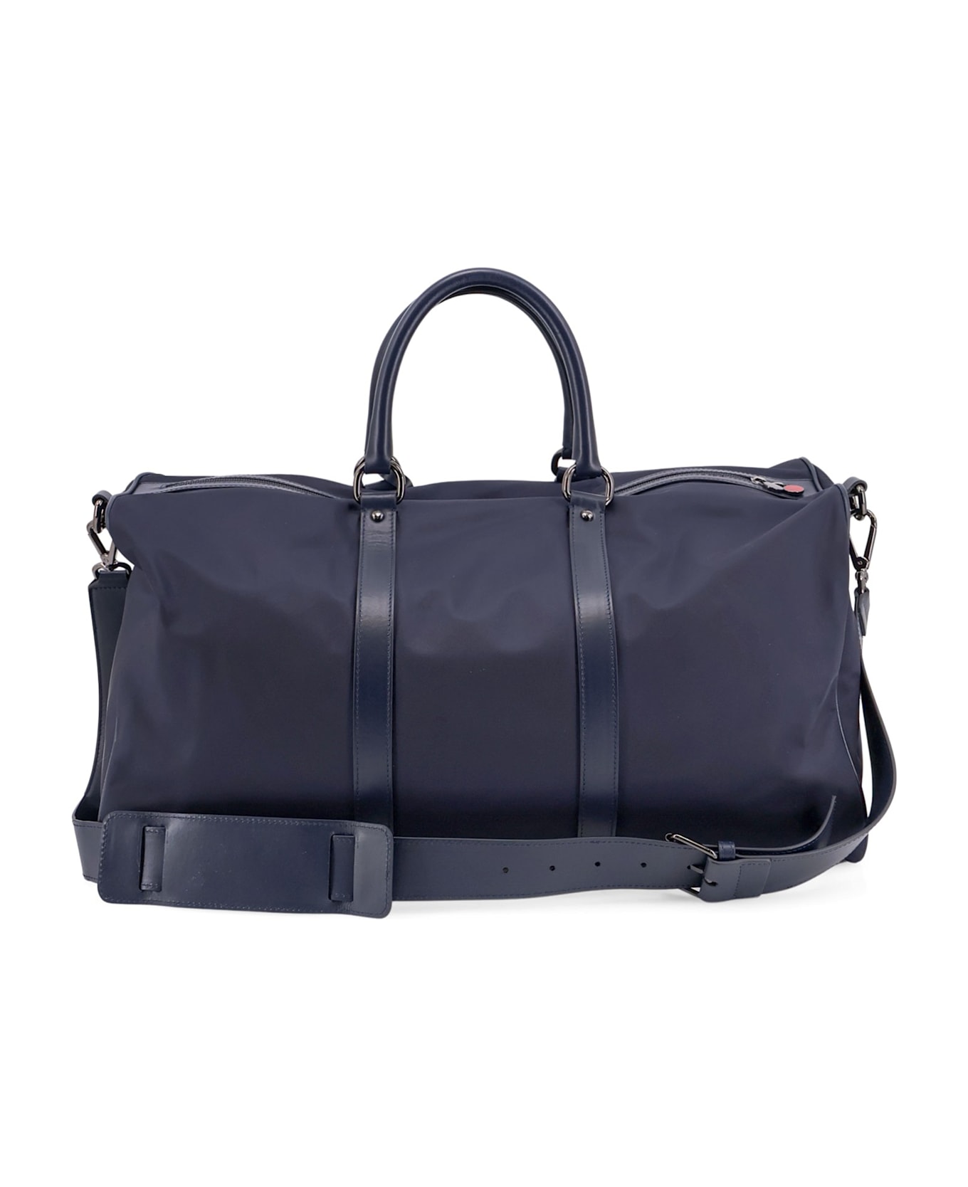 Kiton Nylon Duffel Bag With Leather Inserts - Blue