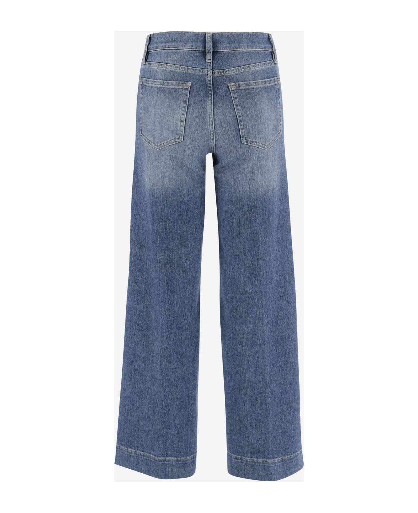 Frame Patch Pocket Slim Palazzo Jeans In Stretch Denim - Denim