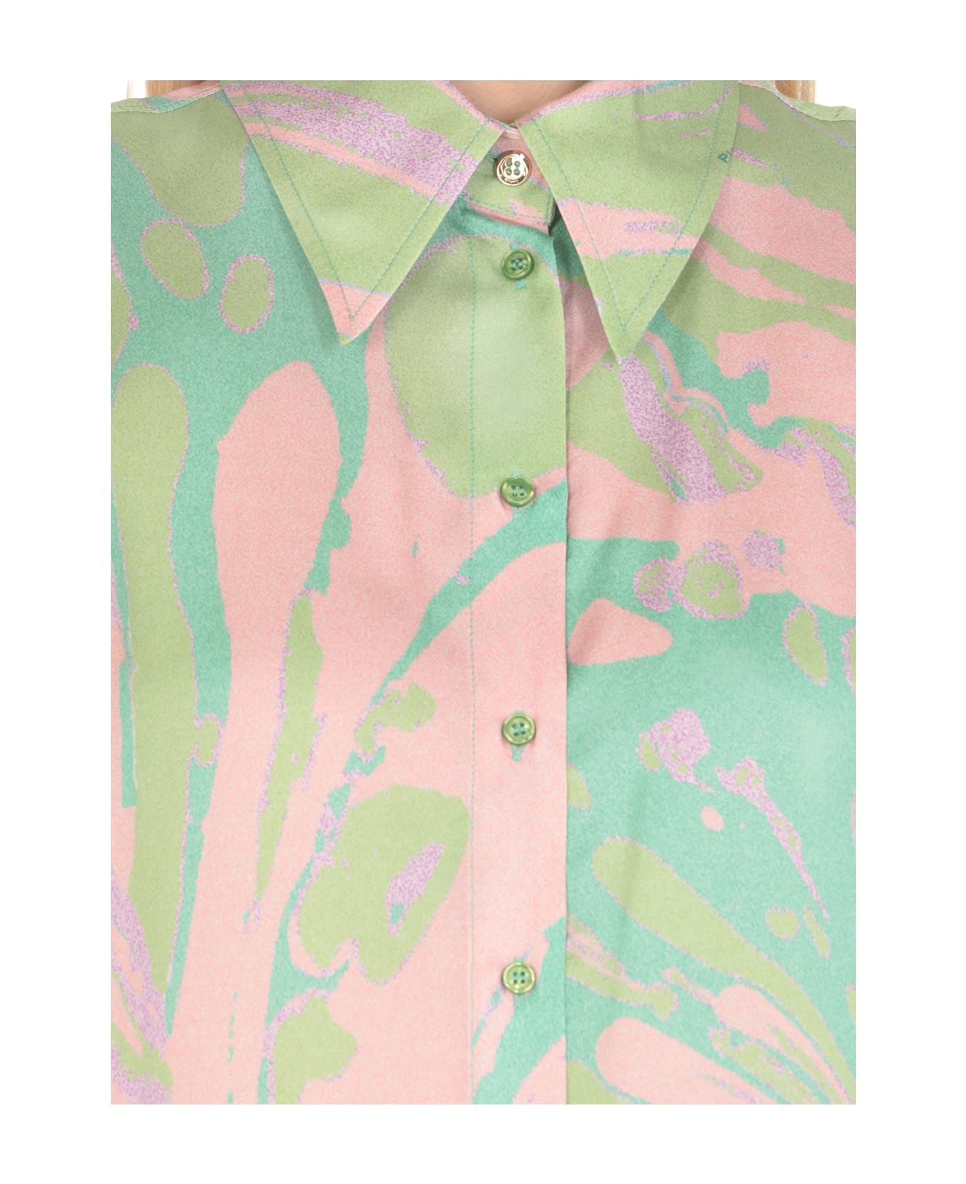 Pinko Cabiri Printed Viscose Shirt - Green シャツ