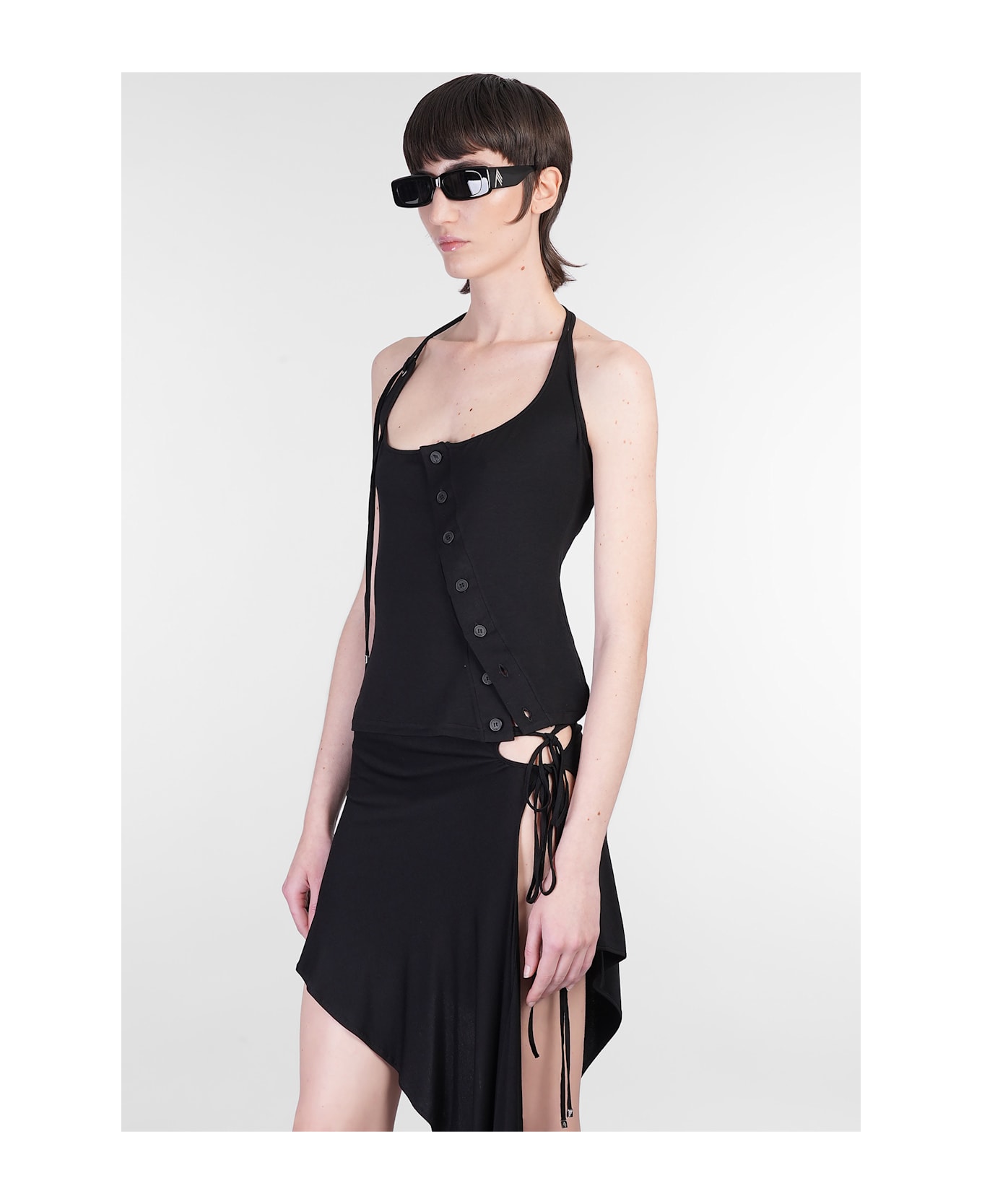 Topwear In Black Viscose - Thumbnail 5