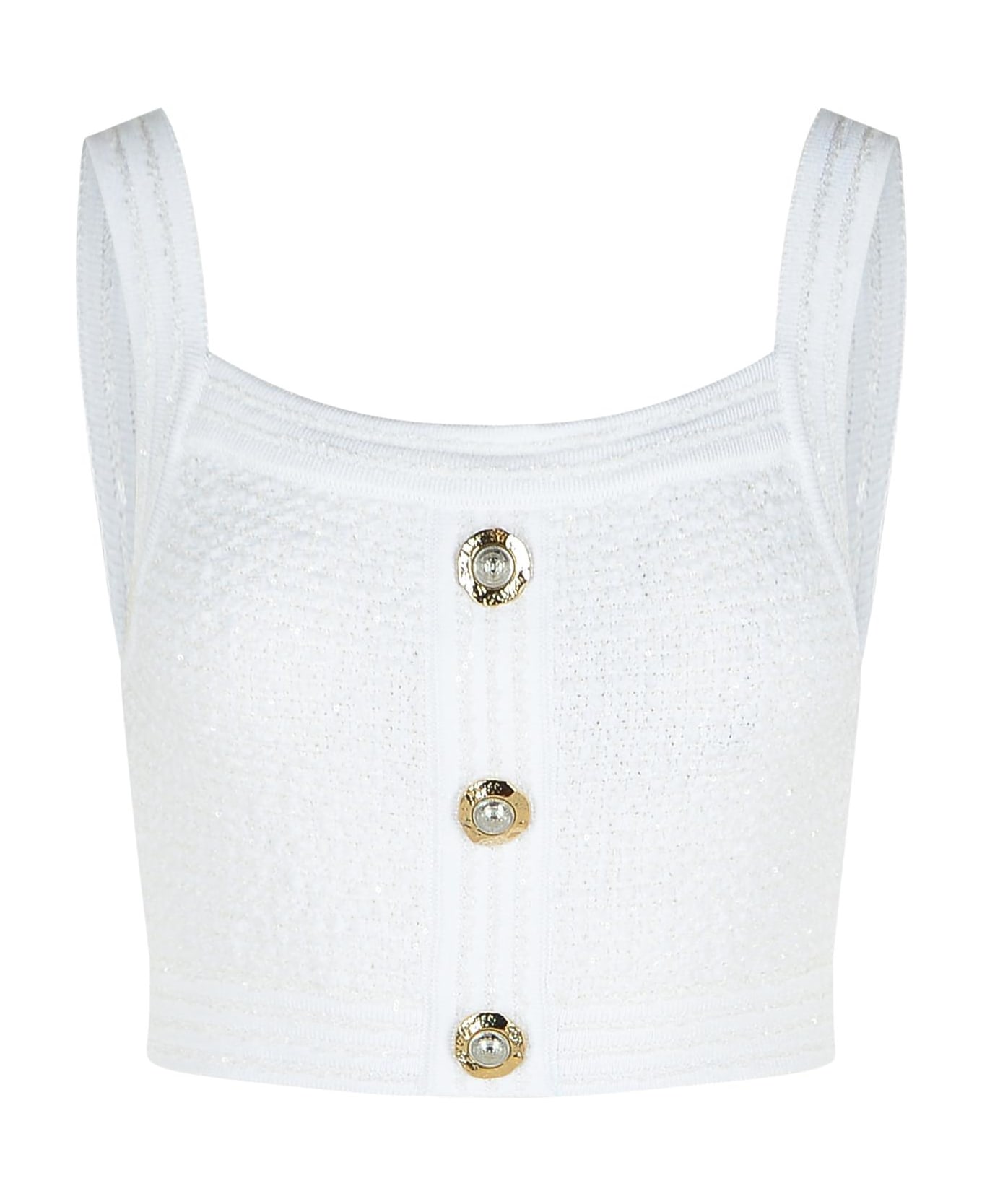 Balmain White Cotton Blend Top