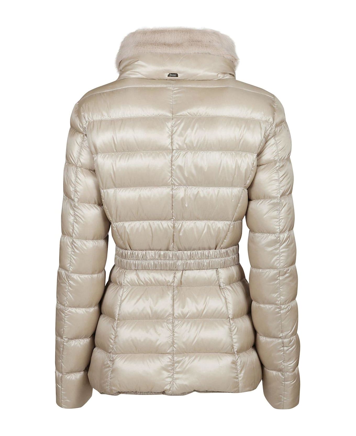 Herno High Neck Belted Puffer Jacket - Chantilly