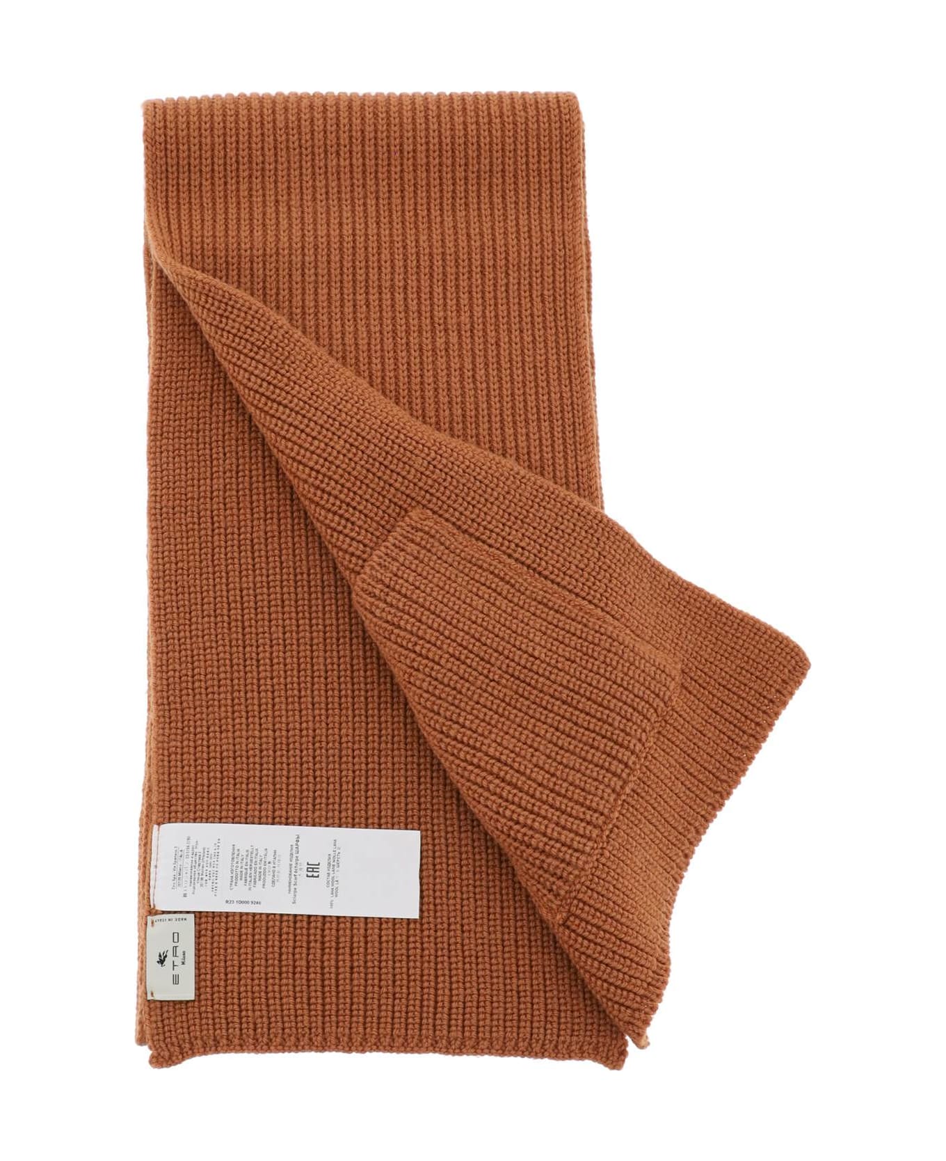 Etro Ribbed Wool Scarf - BEIGE (Brown)
