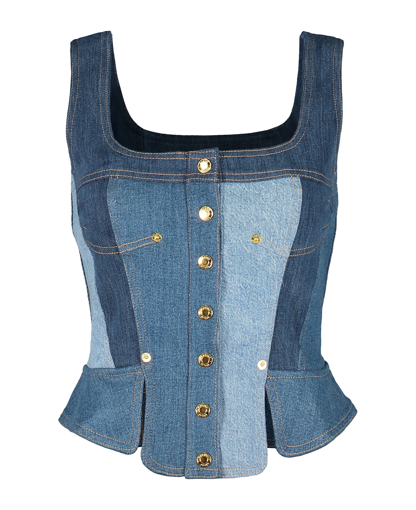 Marine Serre Corset Top - Denim