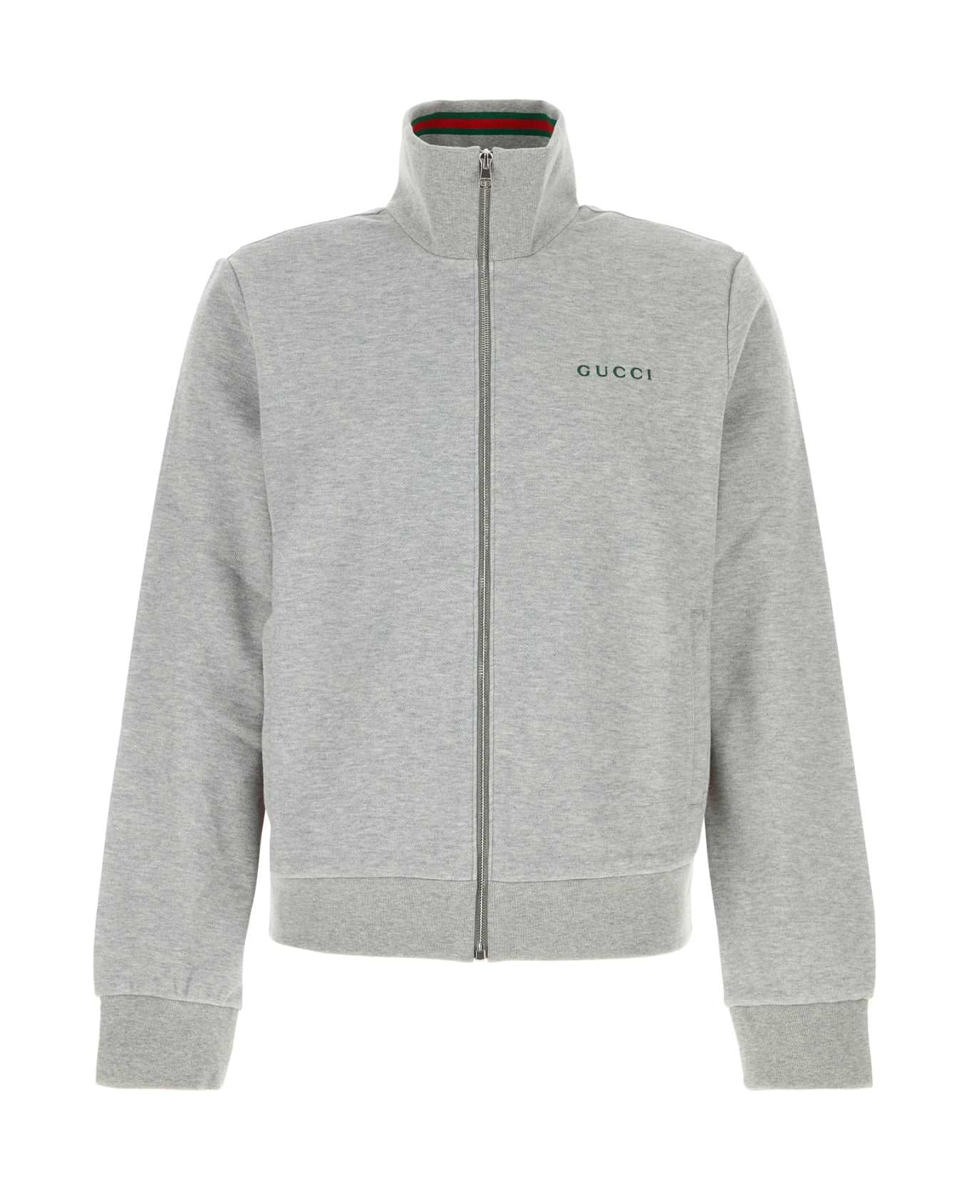 Gucci Grey Stretch Cotton Blend Sweatshirt - LIGHTGREYMELMIX