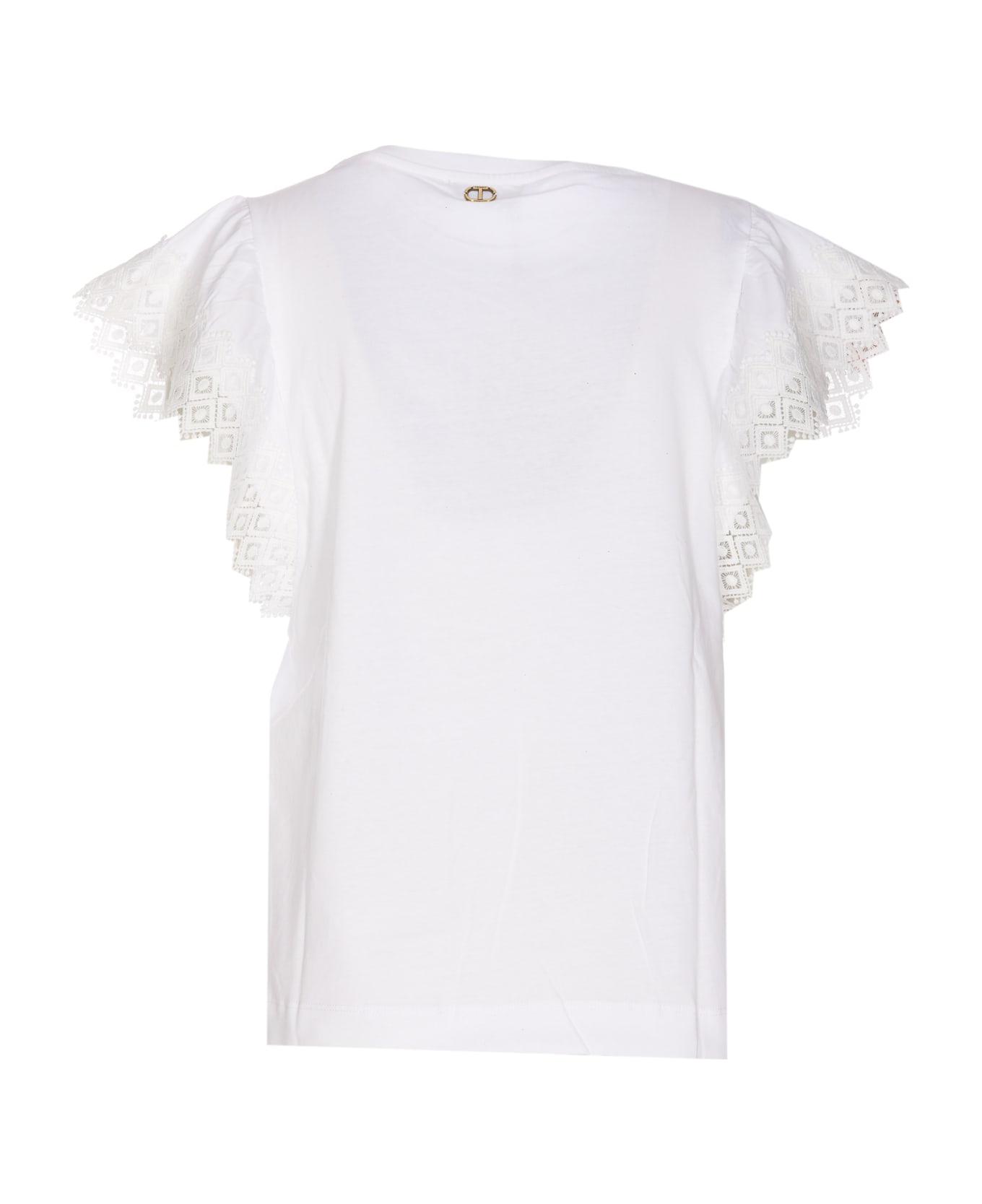 TwinSet T-shirt With Macrame' Sleeves - Bianco