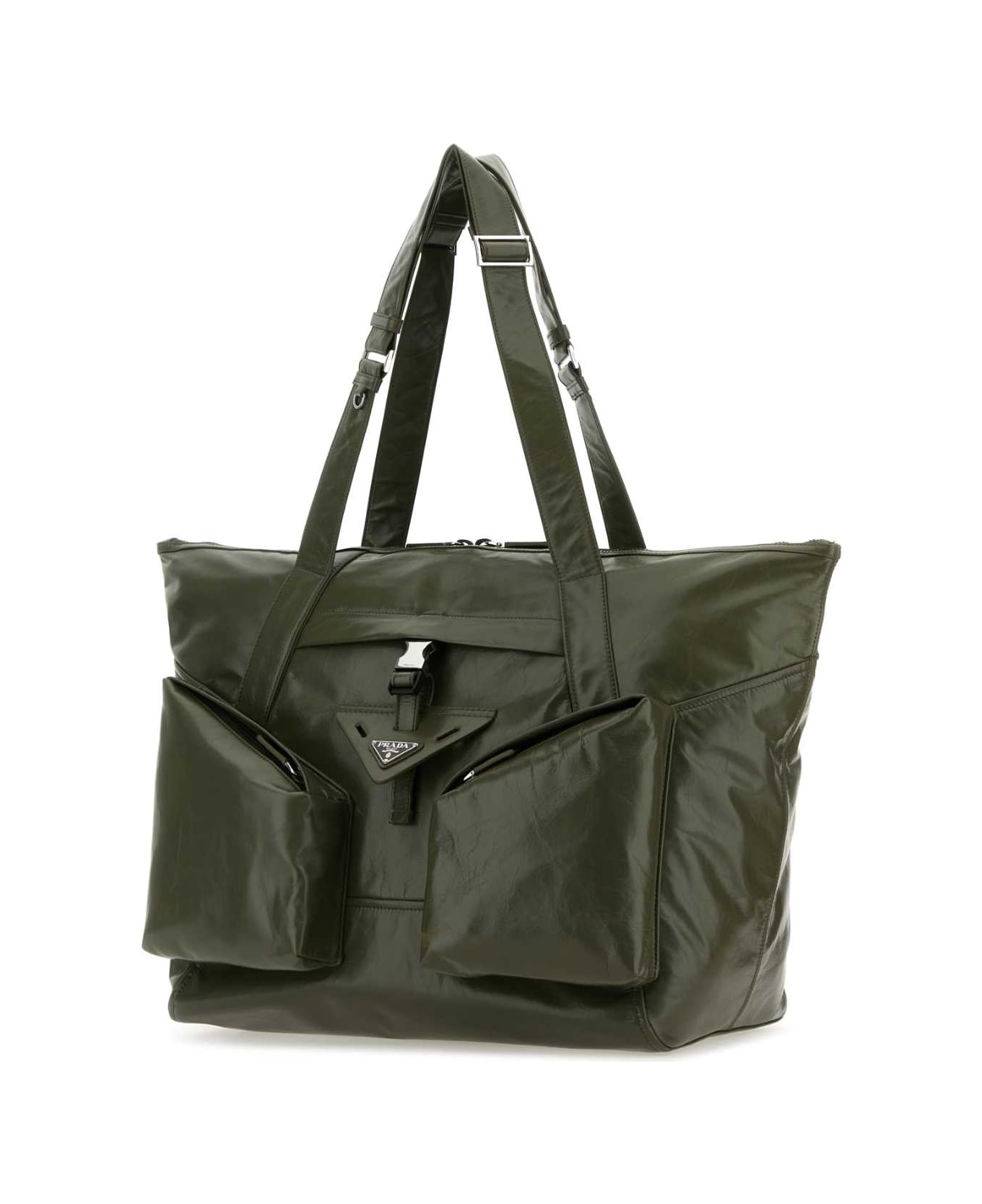 Prada Olive Green Leather Shopping Bag - LODEN トートバッグ