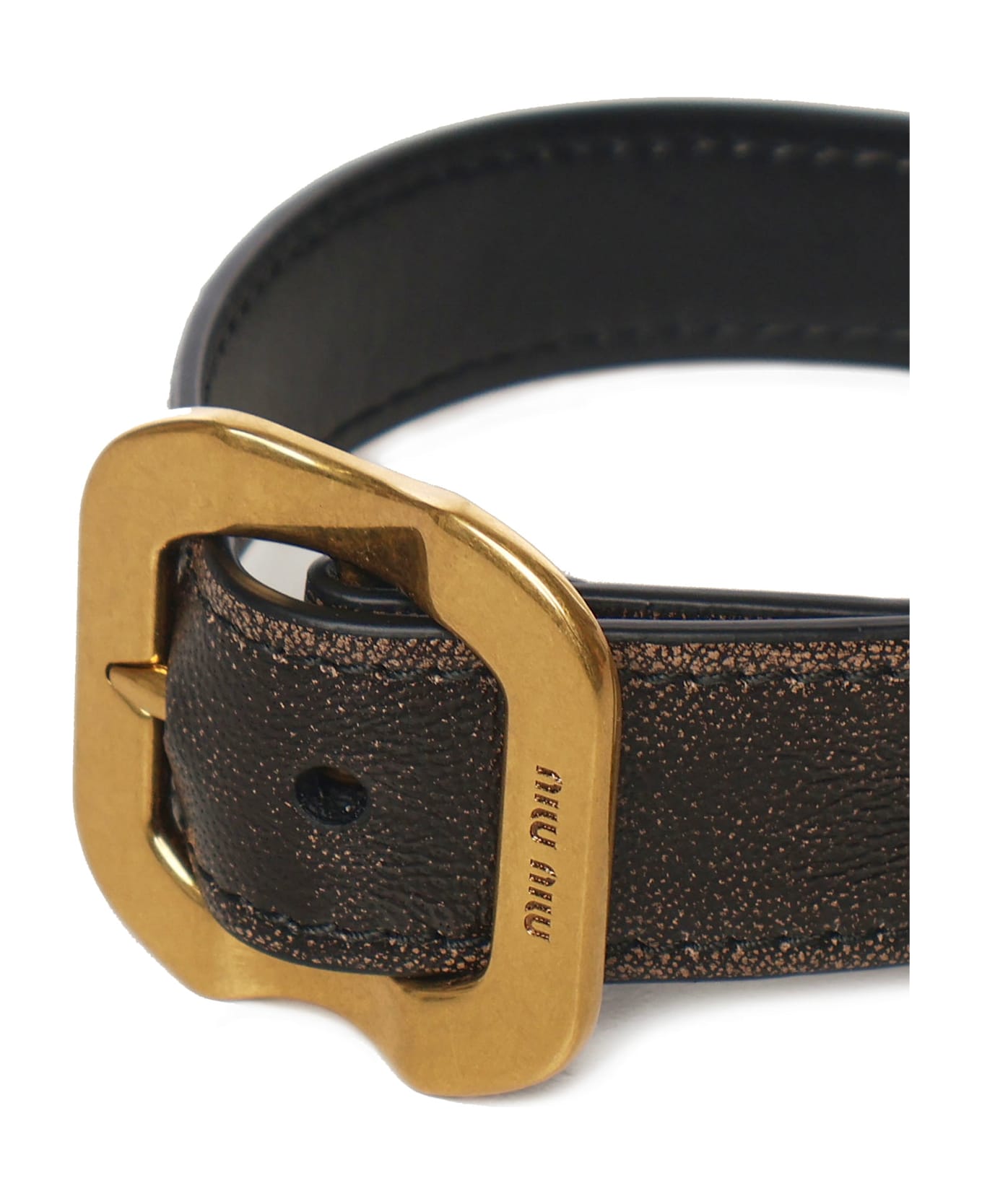 Miu Miu Leather Bracelet With Buckle - Coffee