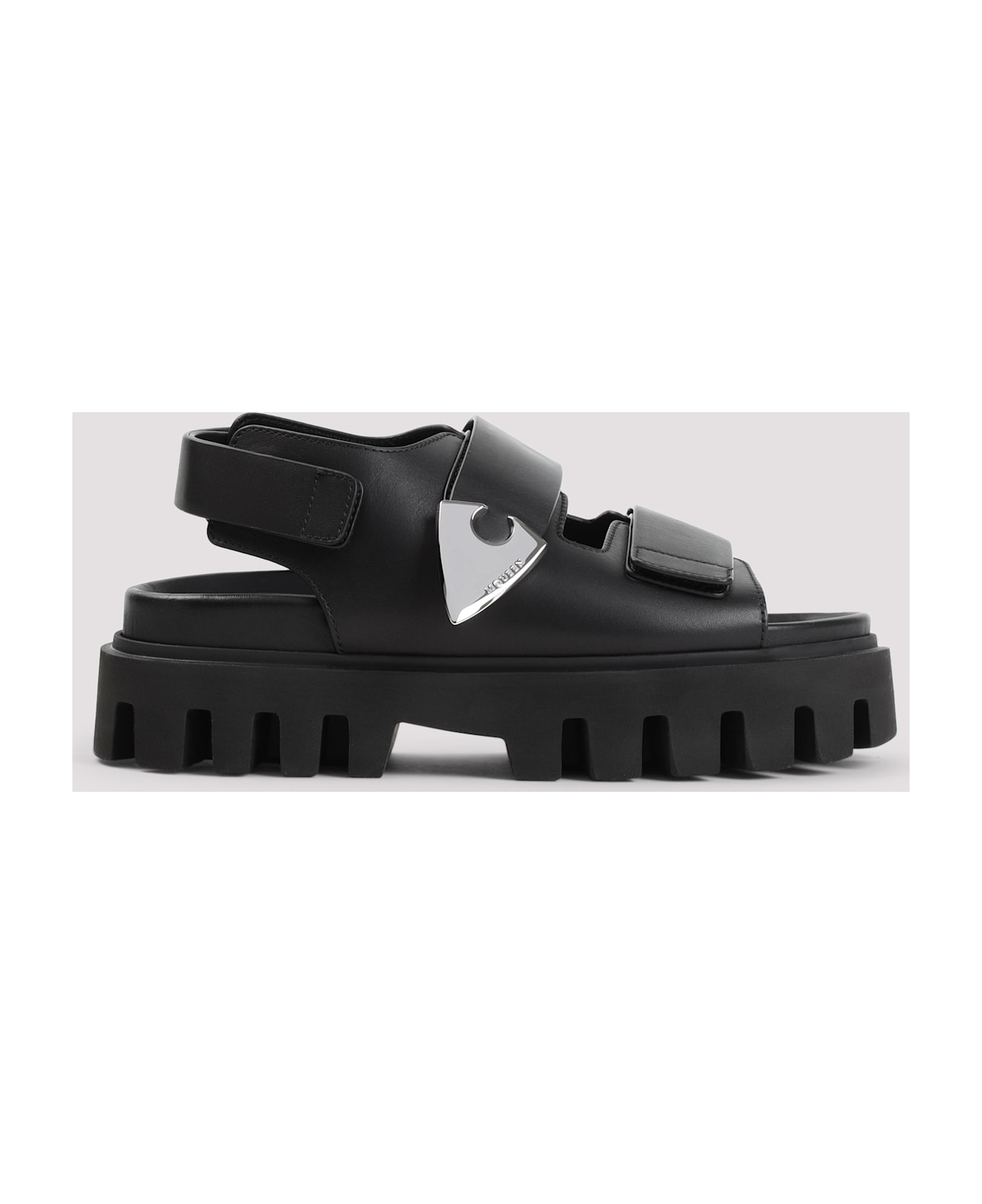 Alexander McQueen Leather And Rubber Sandals - BLACK SILVER