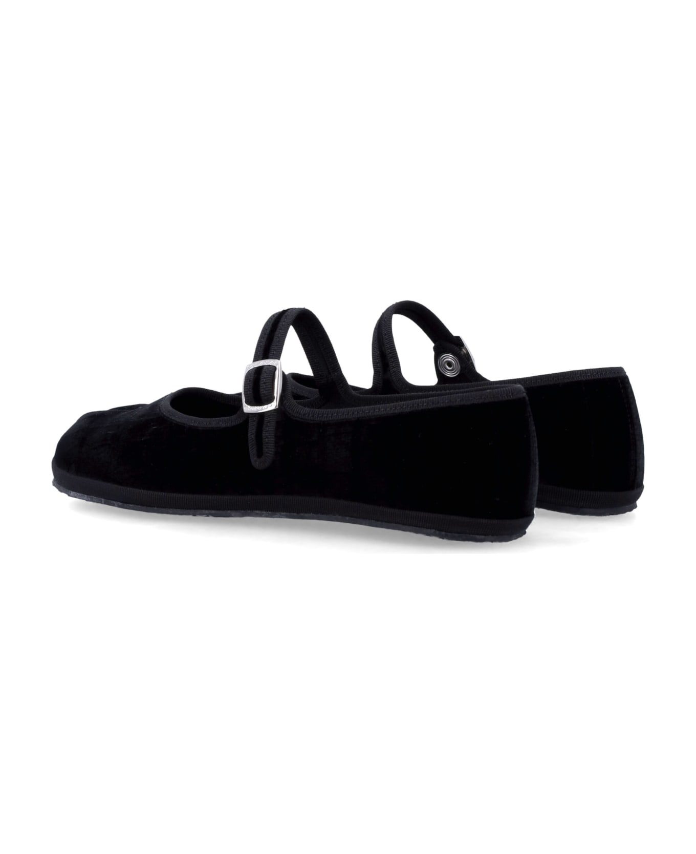 Drogheria Crivellini Fu-tabi Velvet Cayman Flat Shoes - BLACK