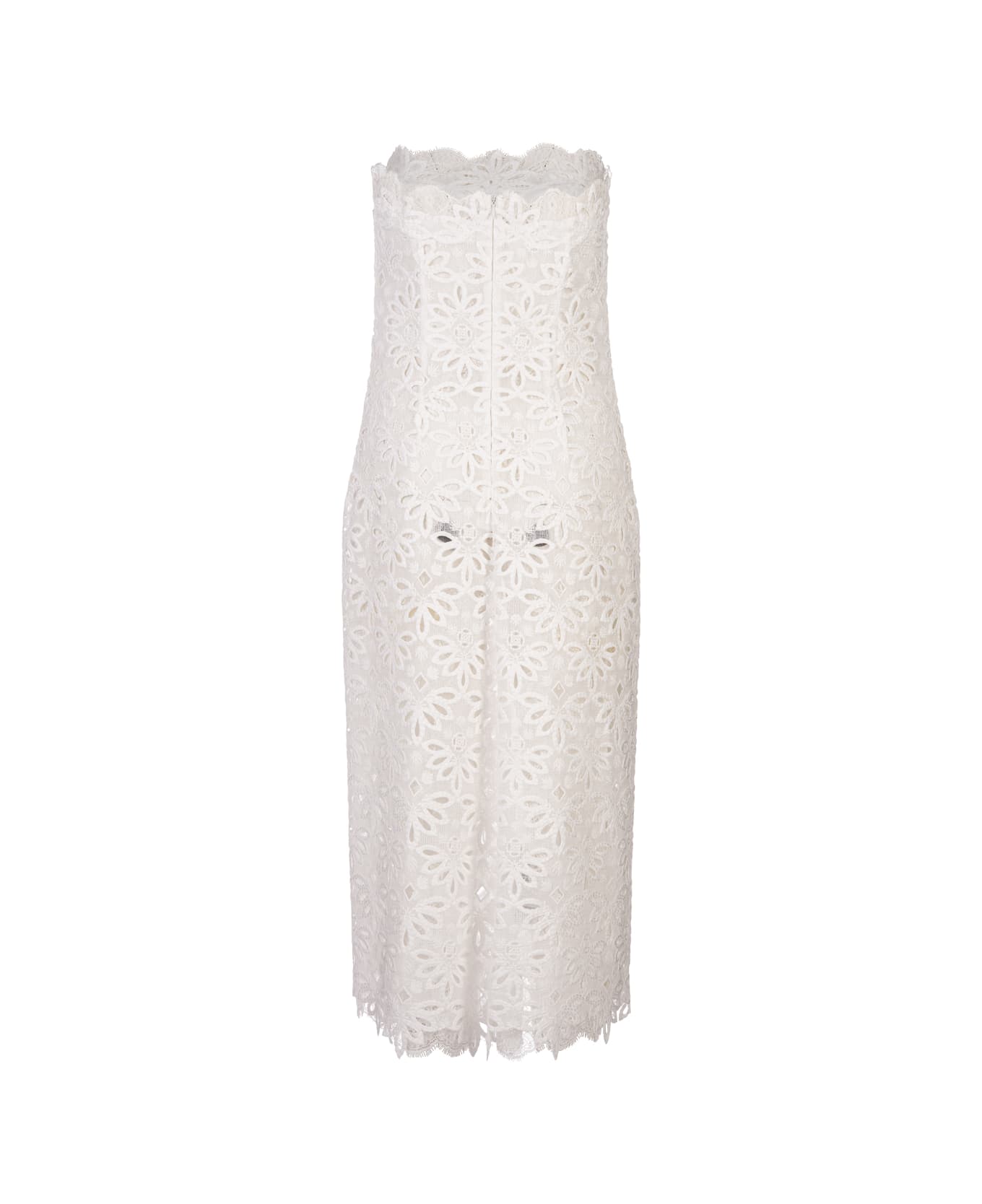 Ermanno Scervino Sangallo Lace Bustier Dress In White - White ワンピース＆ドレス