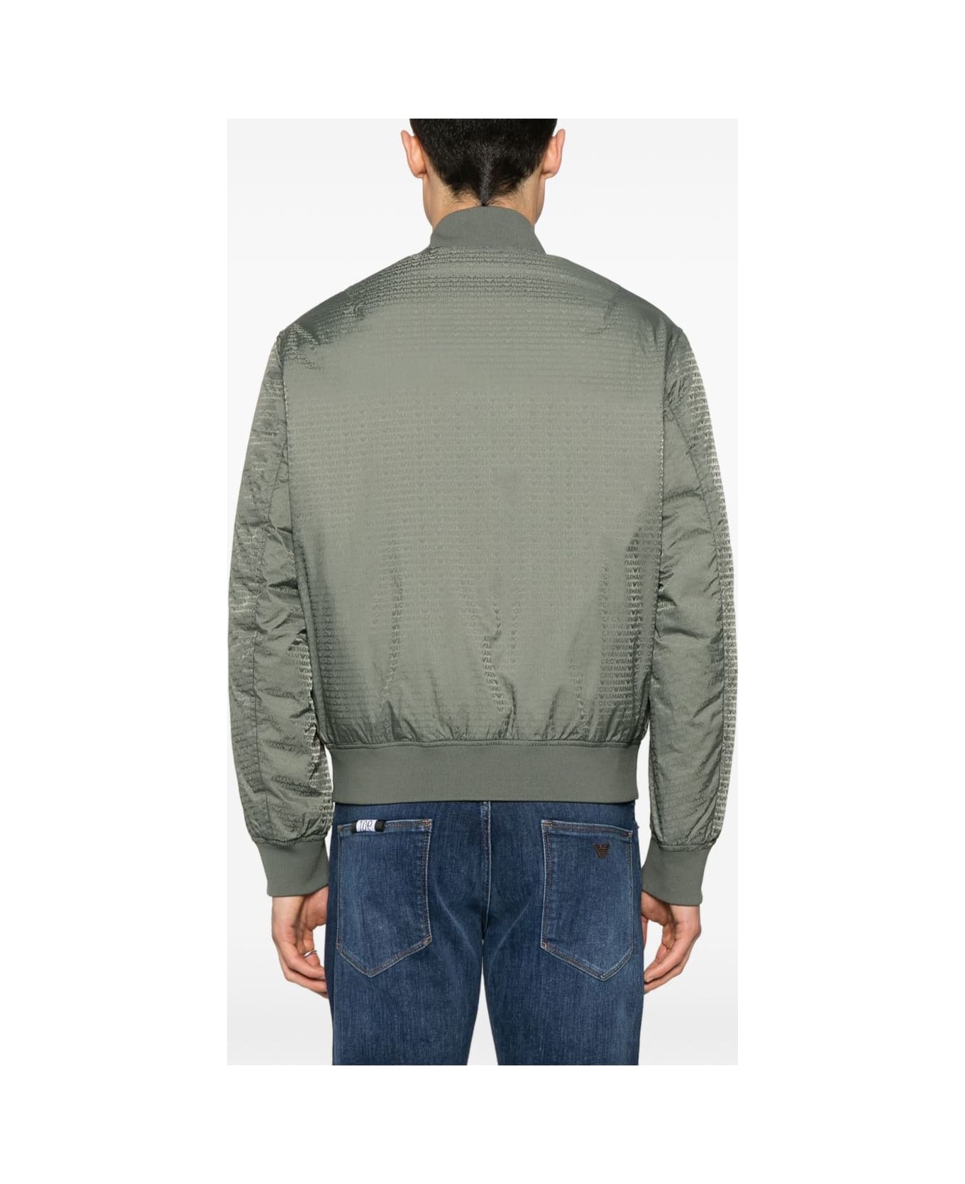 Emporio Armani Jacquard Nylon Bomber Jacket - Green