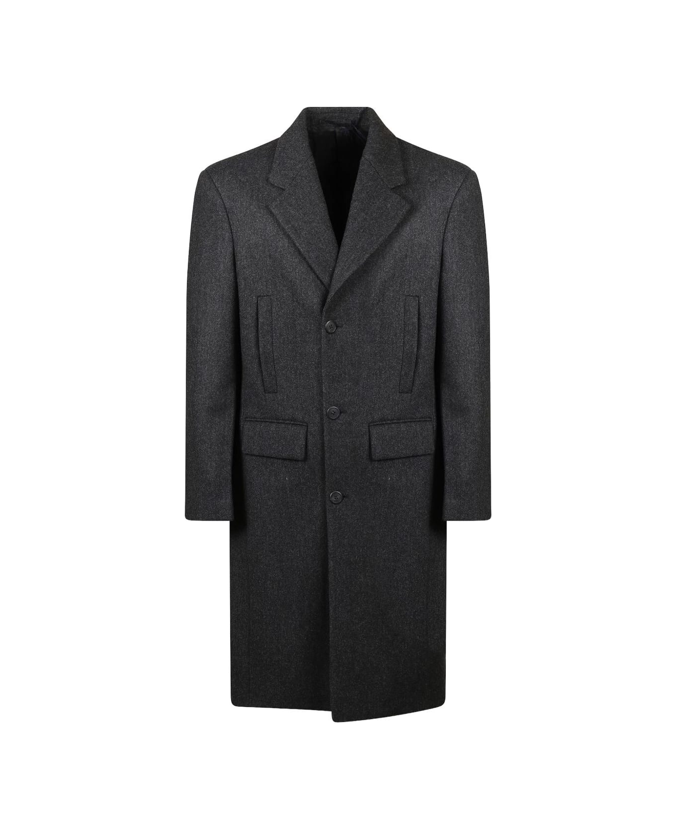 Prada Single-breasted Virgin Wool Coat - Grey
