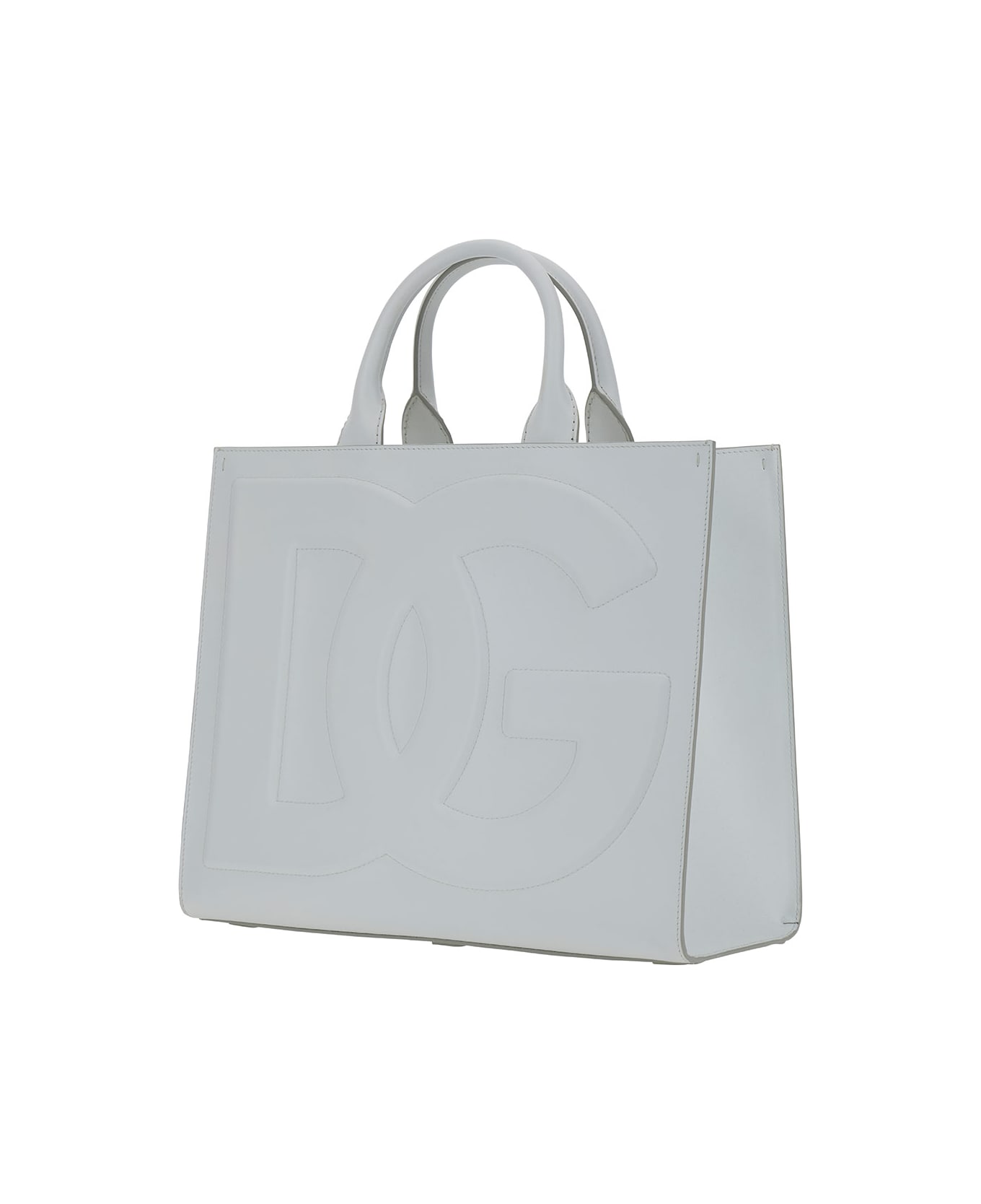 Dolce & Gabbana White Handbag With Tonal Dg Detail In Smooth Leather Woman - Bianco Ottico