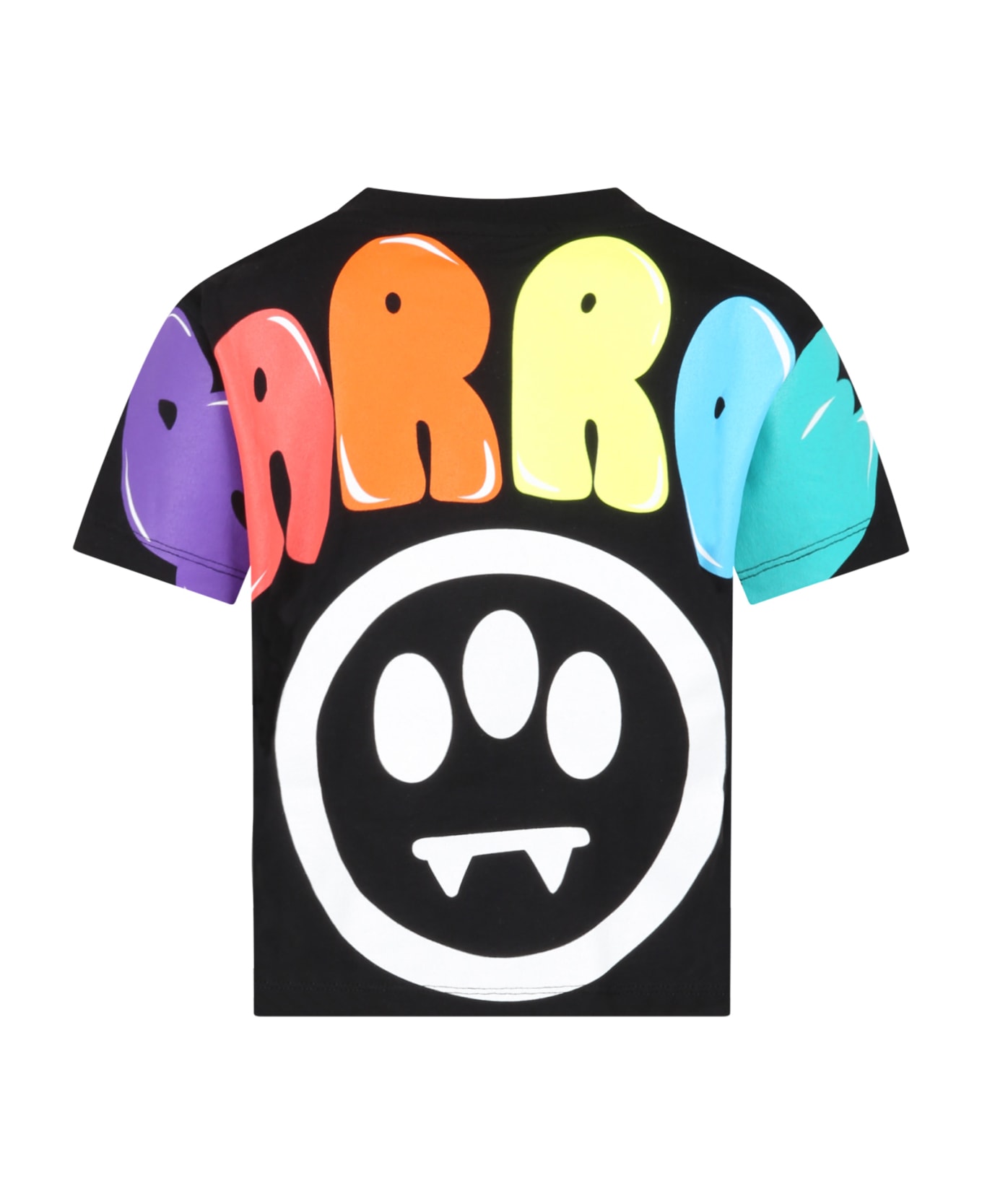 Barrow Black T-shirt For Kids With Smiley And Logo - Nero