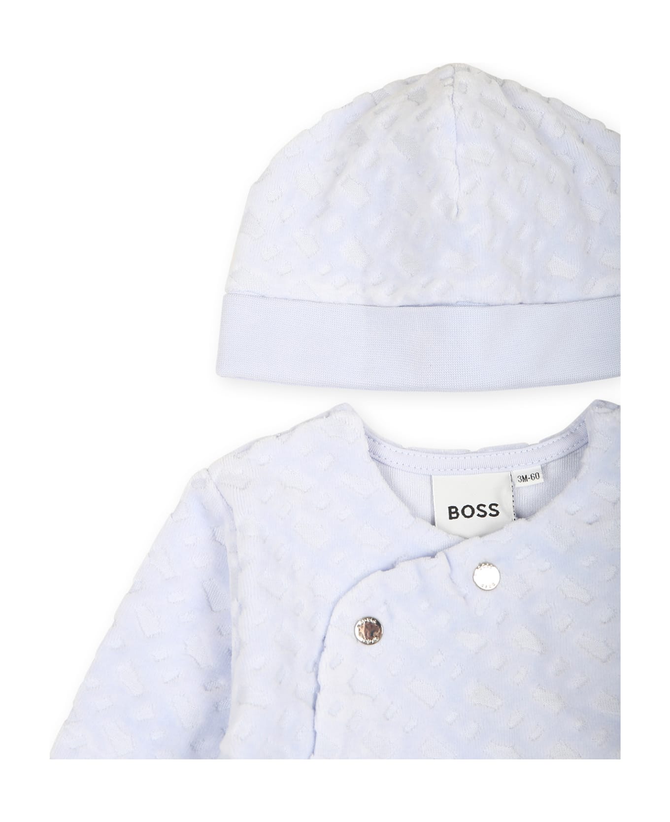 Hugo Boss Light Blue Babygrow Set For Baby Boy With Monogram - Light Blue