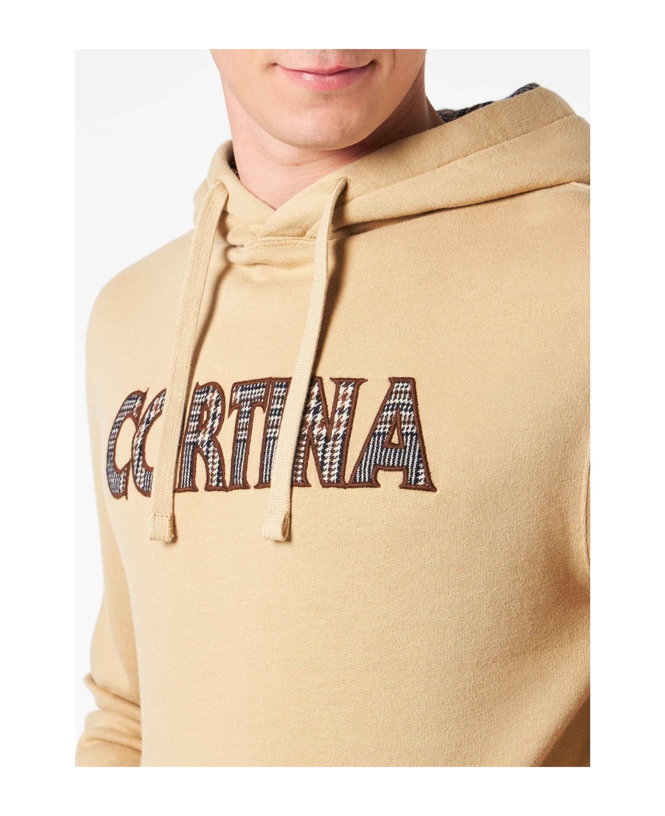MC2 Saint Barth Man Beige Hoodie With Cortina Patch - GREEN