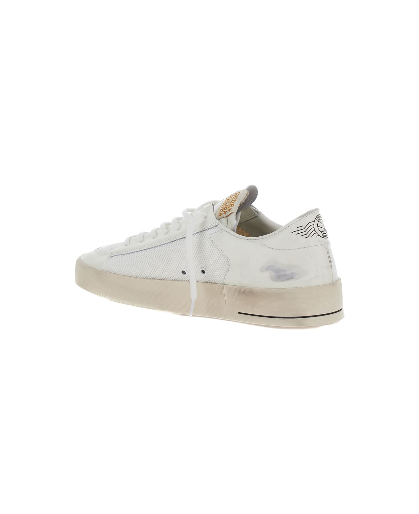 Golden Goose 'stardan' White Low Top Sneakers With Star Patch In Leather And Fabric Man - White