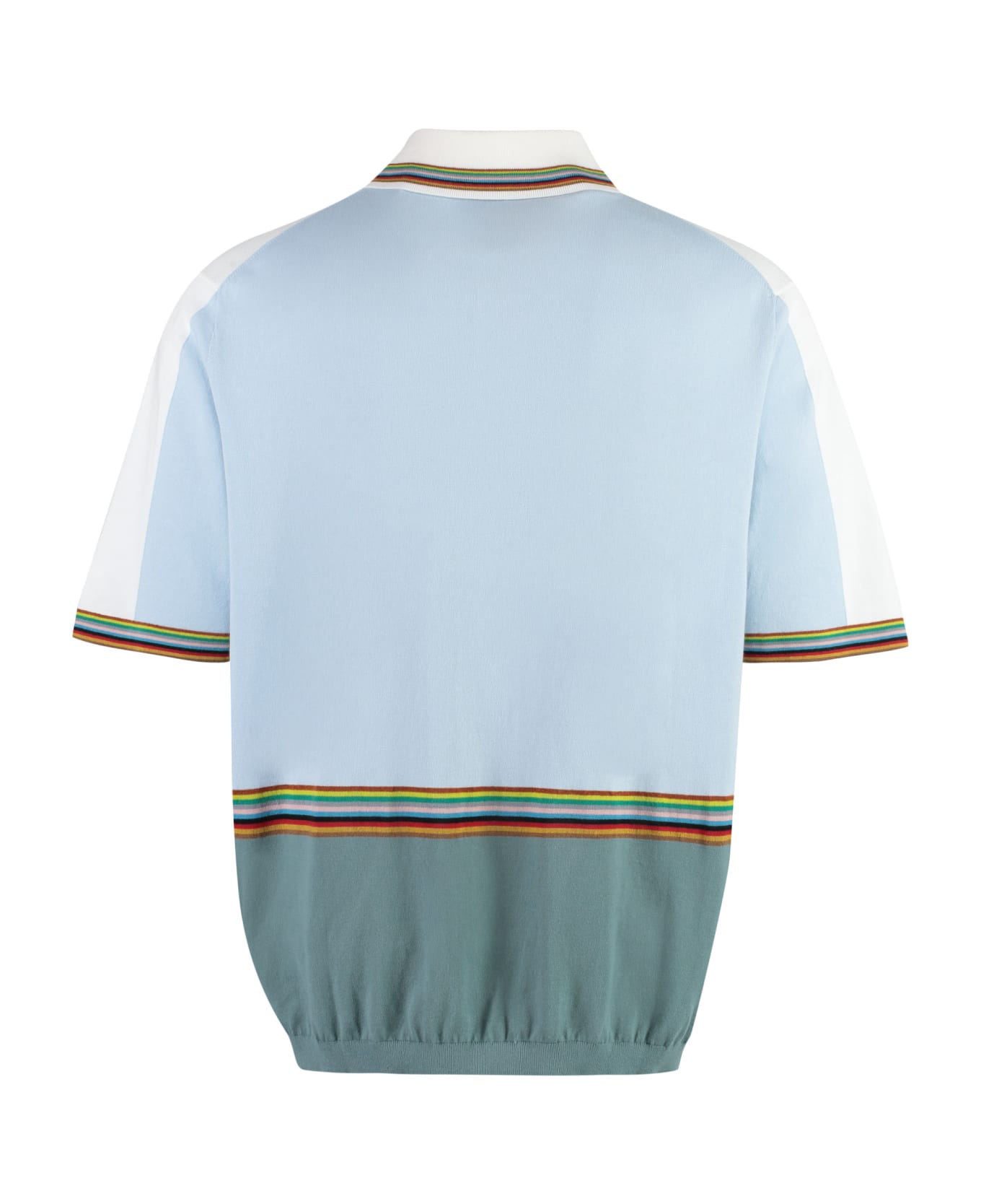 Paul Smith Knitted Cotton Polo Shirt - Light Blue